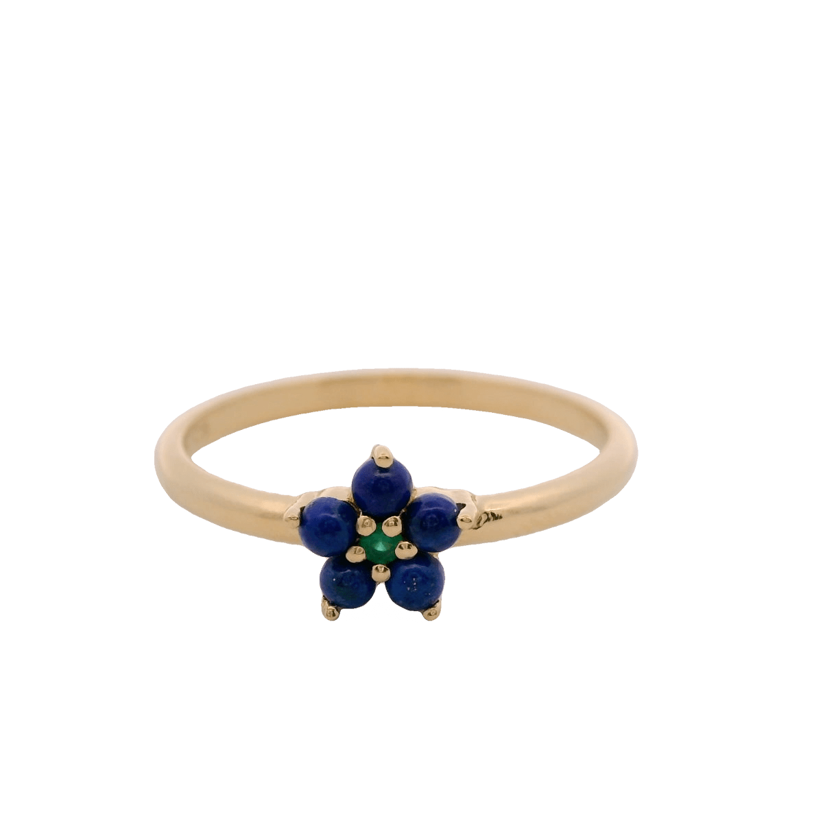 925YG FLOWER 6MM LAPIS LAZULI CENTER ONYX GREEN RING T6.5 - C'SANTOS