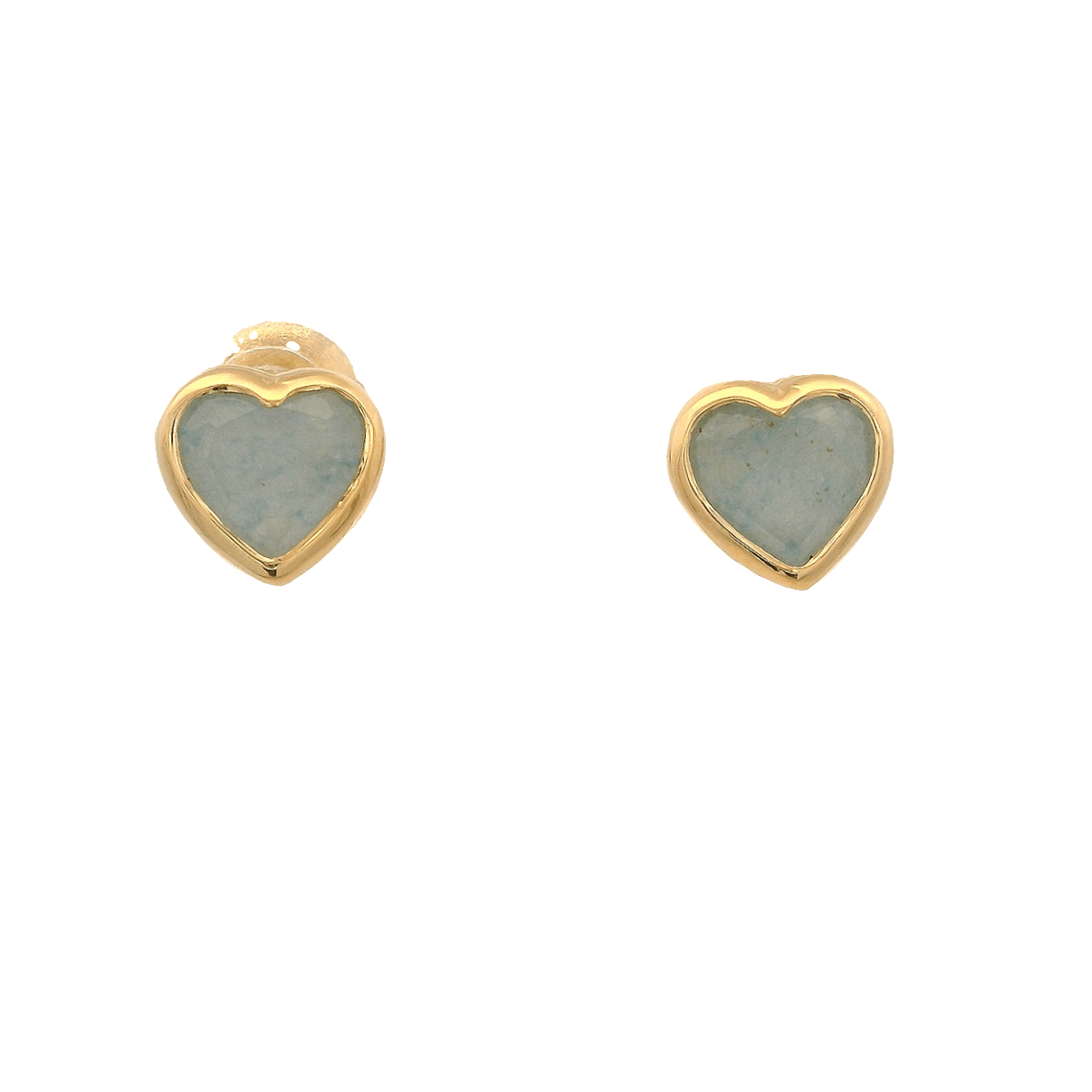 925YG HEART BEZEL AQUA QUARTZ EARRINGS - C'SANTOS