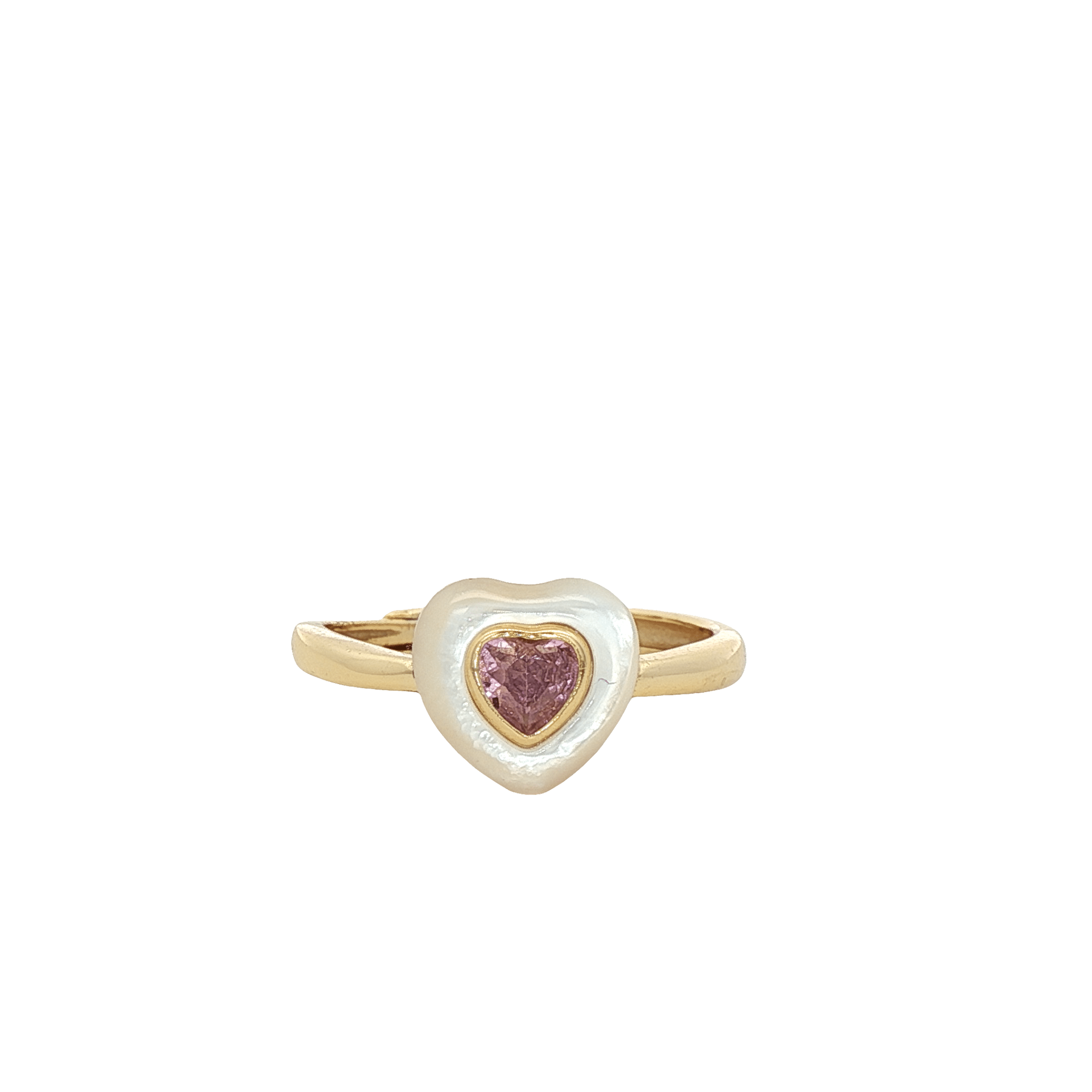 925YG HEART CZ PINK RING - C'SANTOS