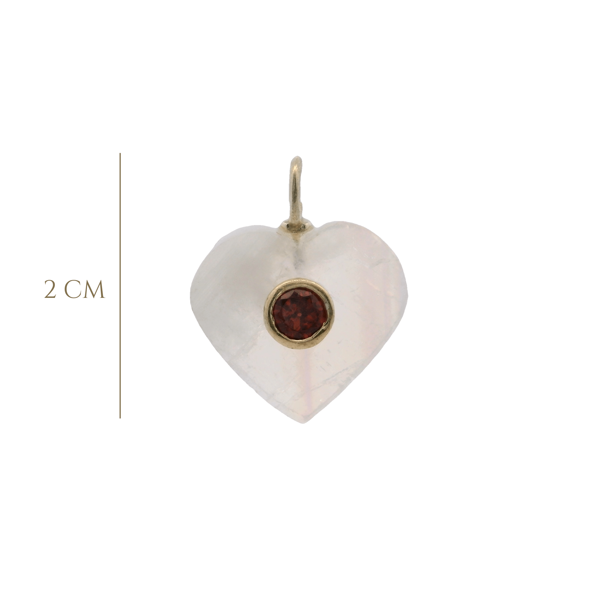 925YG HEART MOOSTONE CENTER GARNET CHARM - C'SANTOS