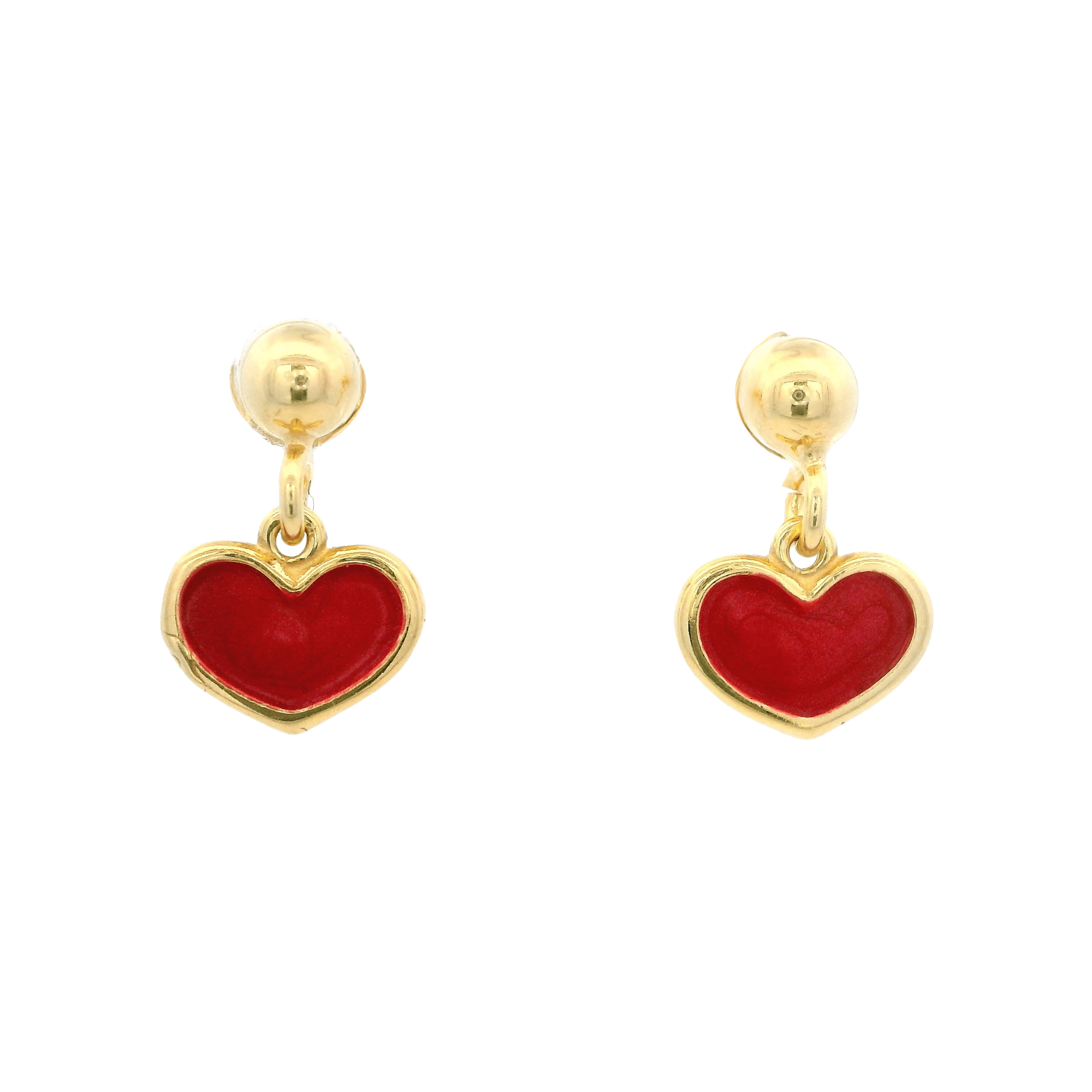 925YG HEART RED ENAMEL EARRINGS - C'SANTOS