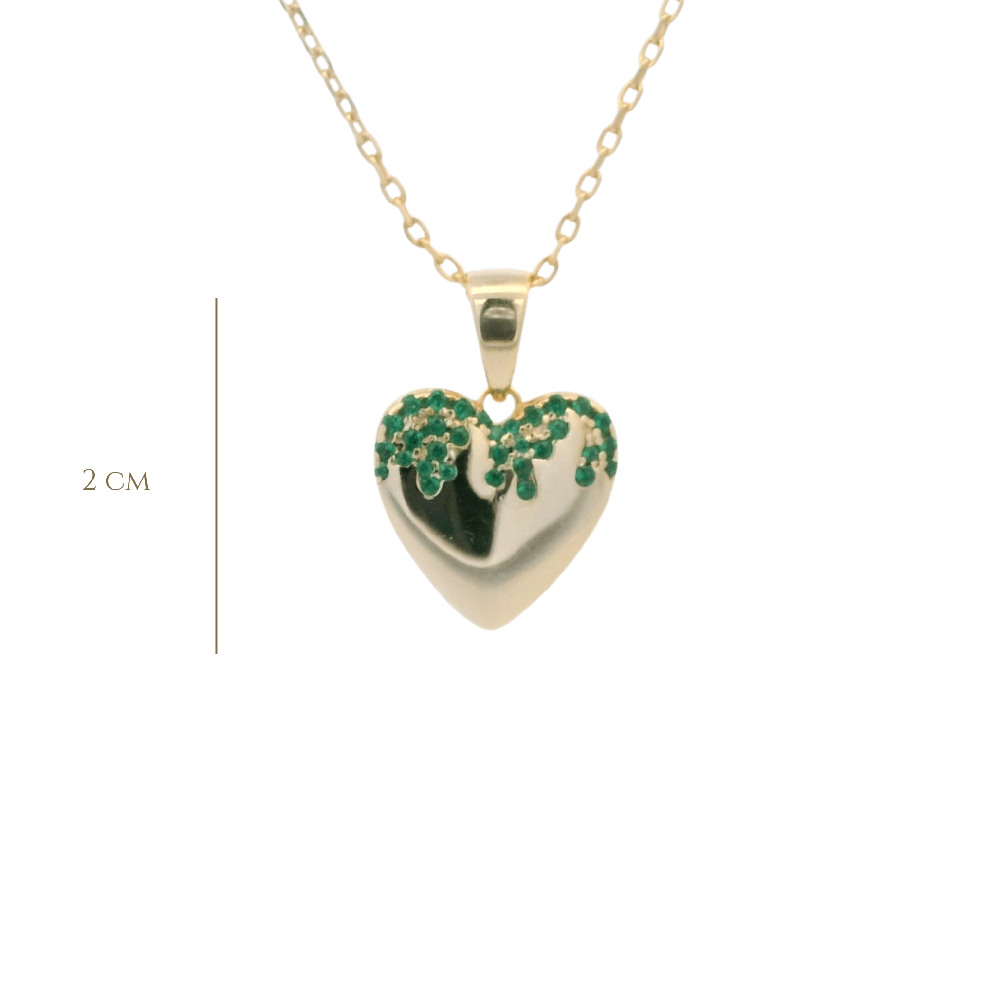 925YG HEART SMOOTH CZ GREEN NECKLACE - C'SANTOS