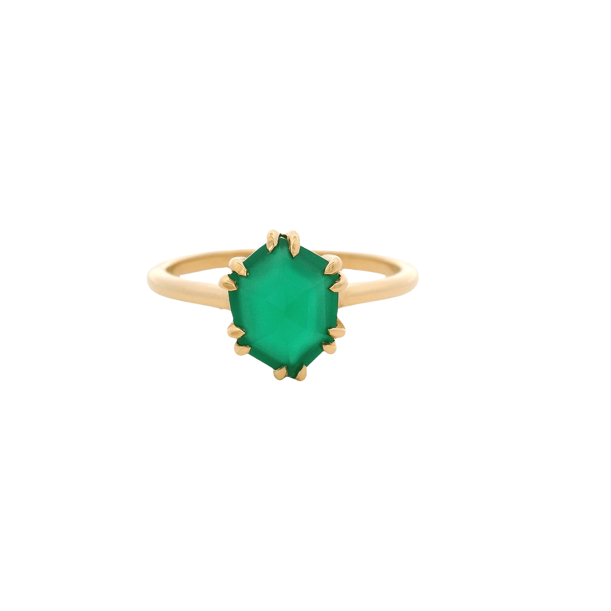 925YG HEXAGONAL ONYX GREEN RING T6.5 - C'SANTOS