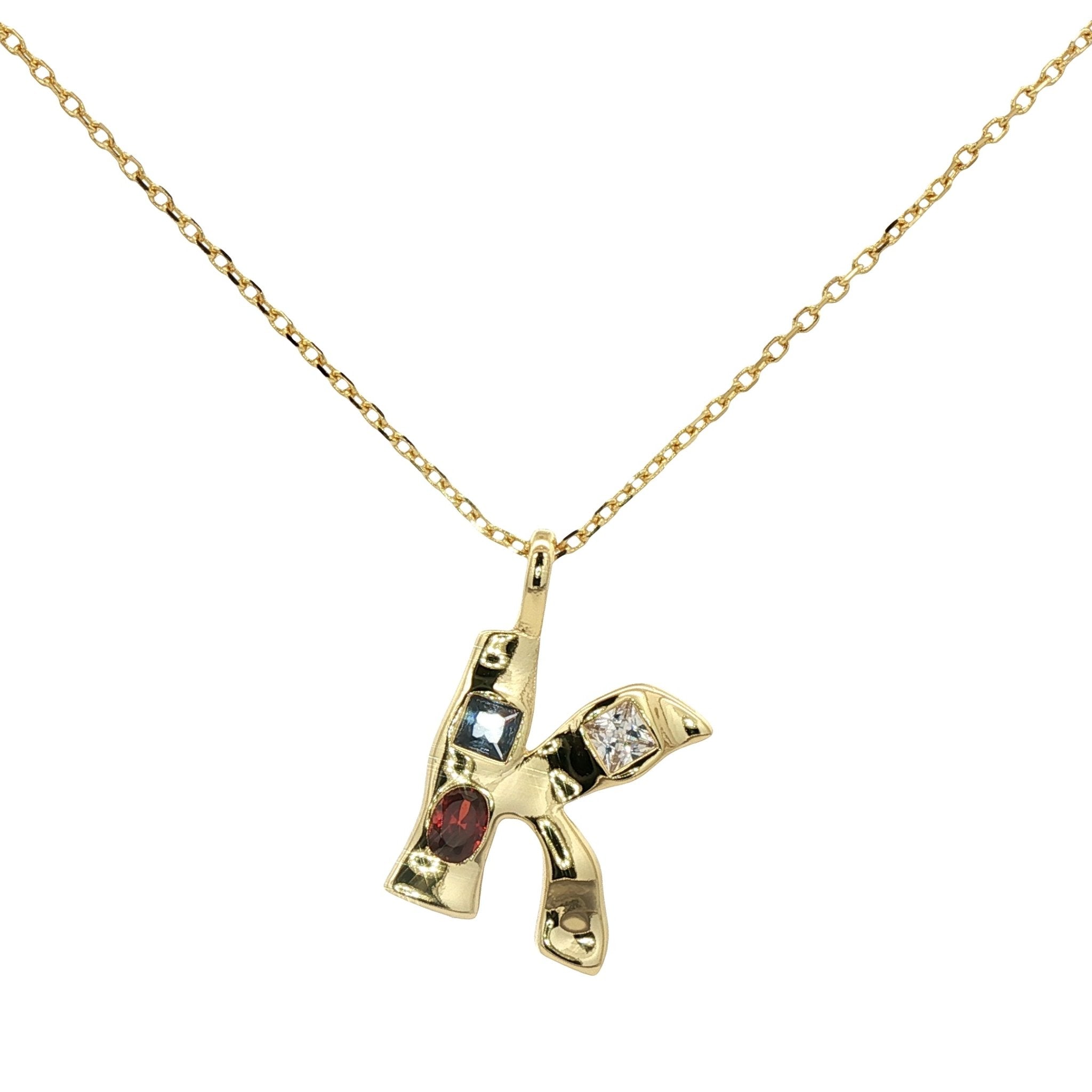 925YG INICIAL K MULTICOLOR CZ NECKLACE - C'SANTOS