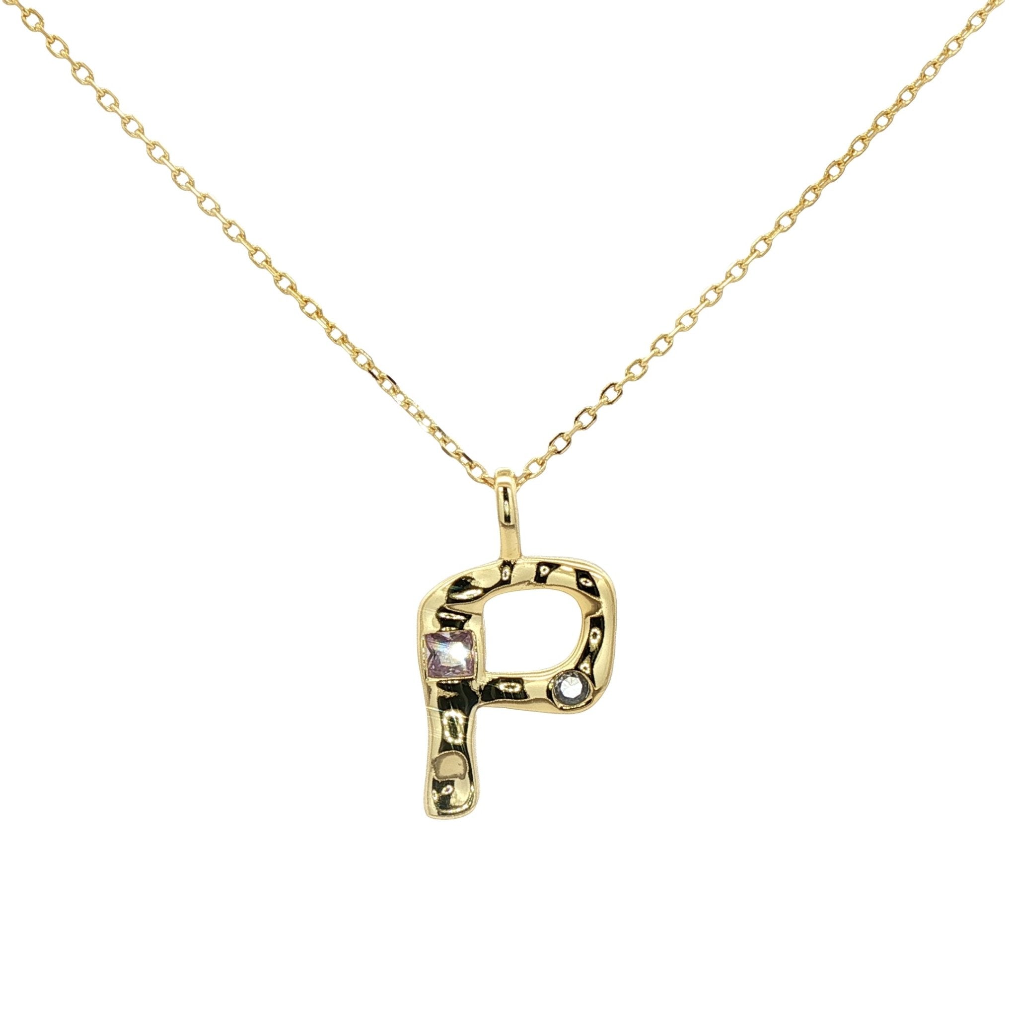 925YG INICIAL P MULTICOLOR CZ NECKLACE - C'SANTOS