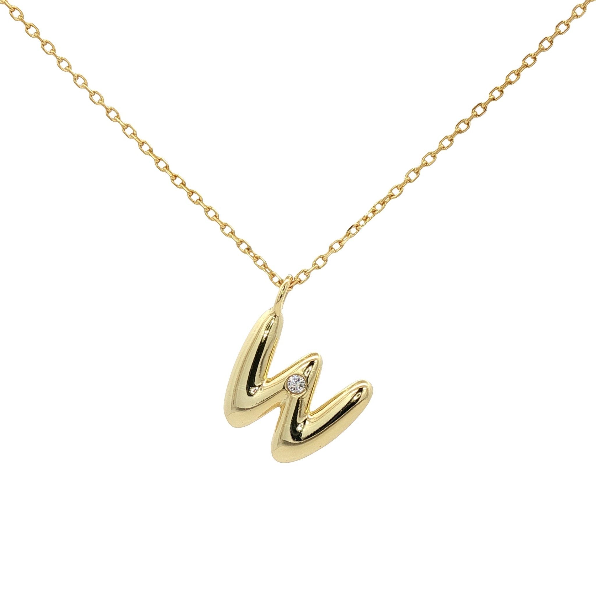 925YG INICIAL W CZ NECKLACE - C'SANTOS