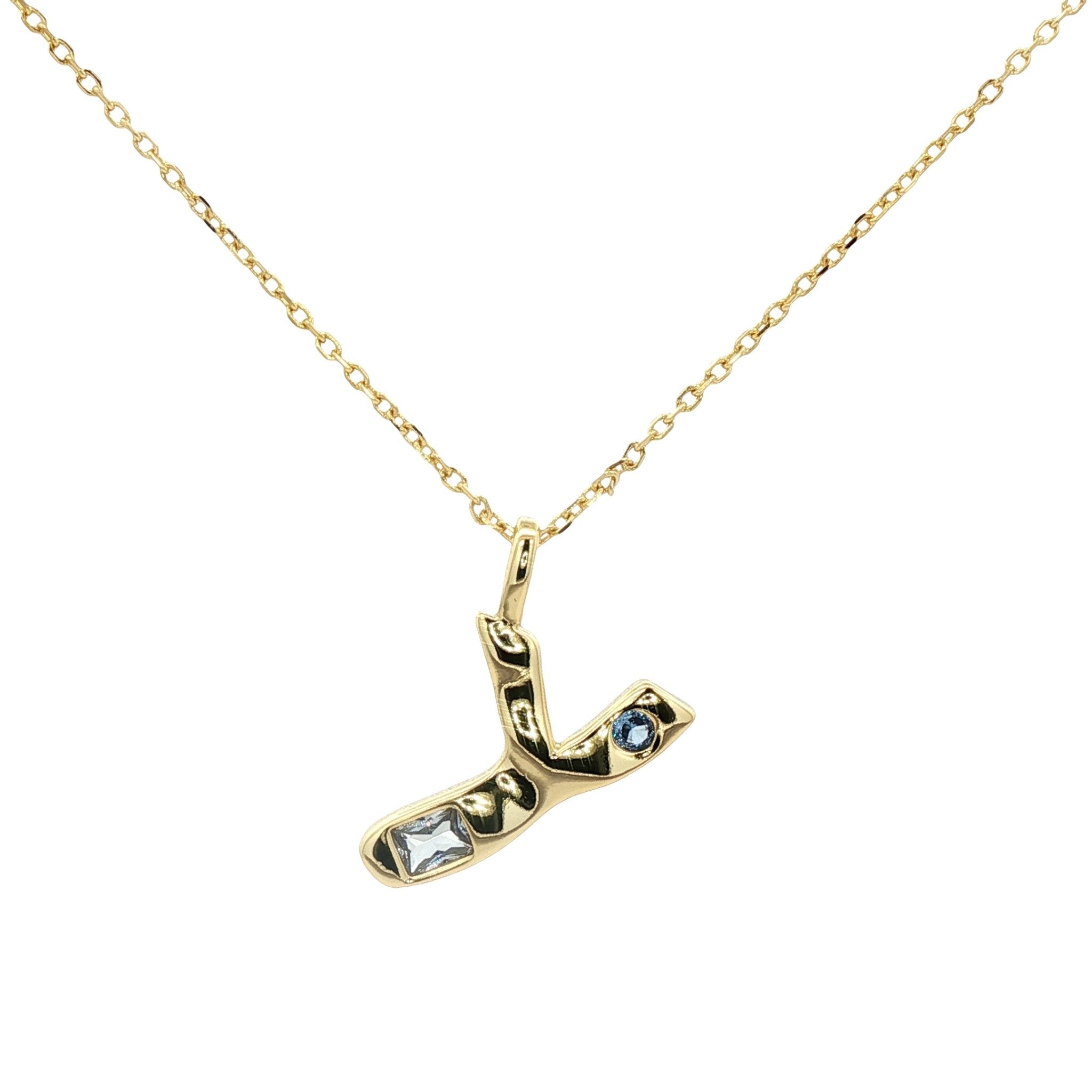 925YG INICIAL Y MULTICOLOR CZ NECKLACE - C'SANTOS