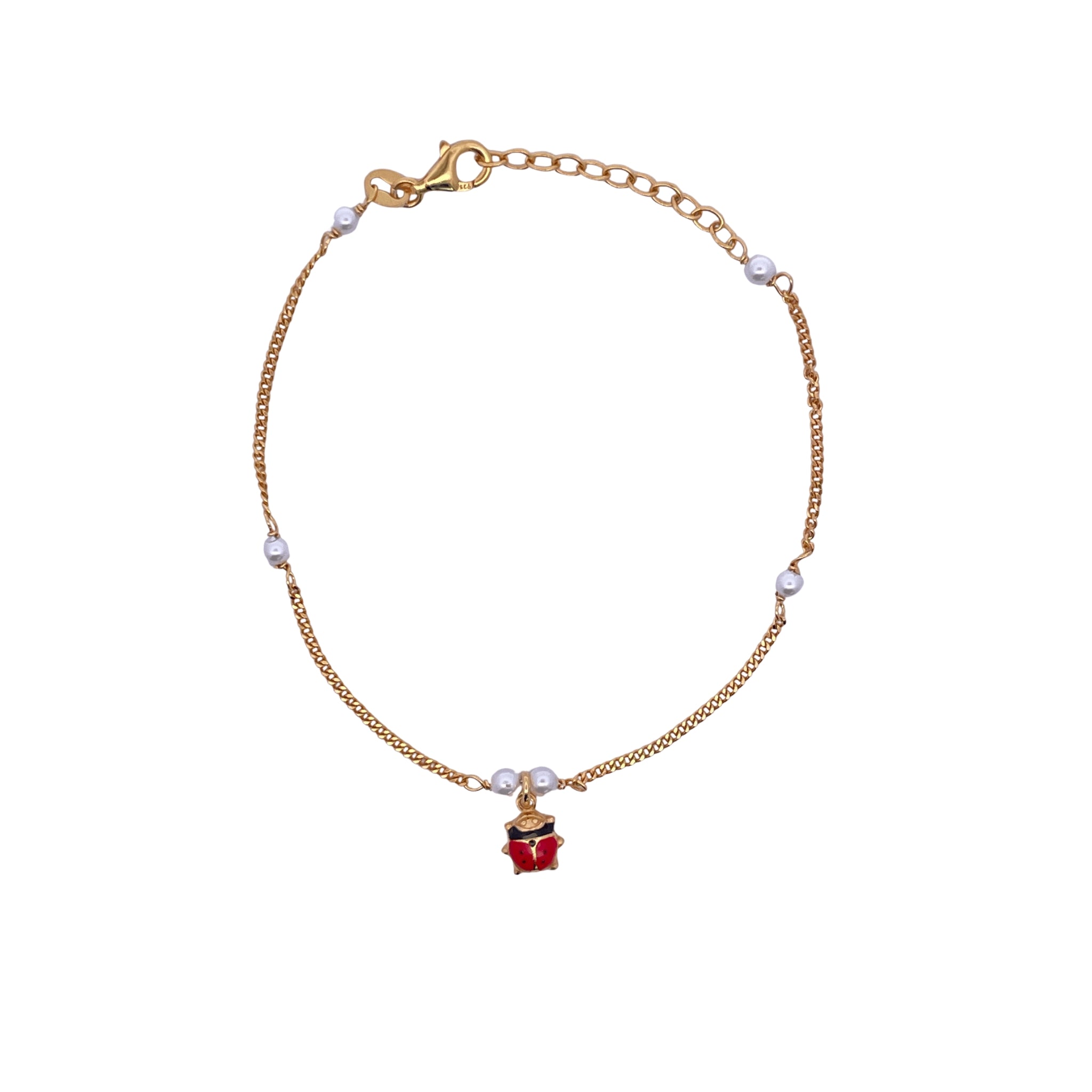 925YG LADYBUG AND PEARL BRACELET - C'SANTOS