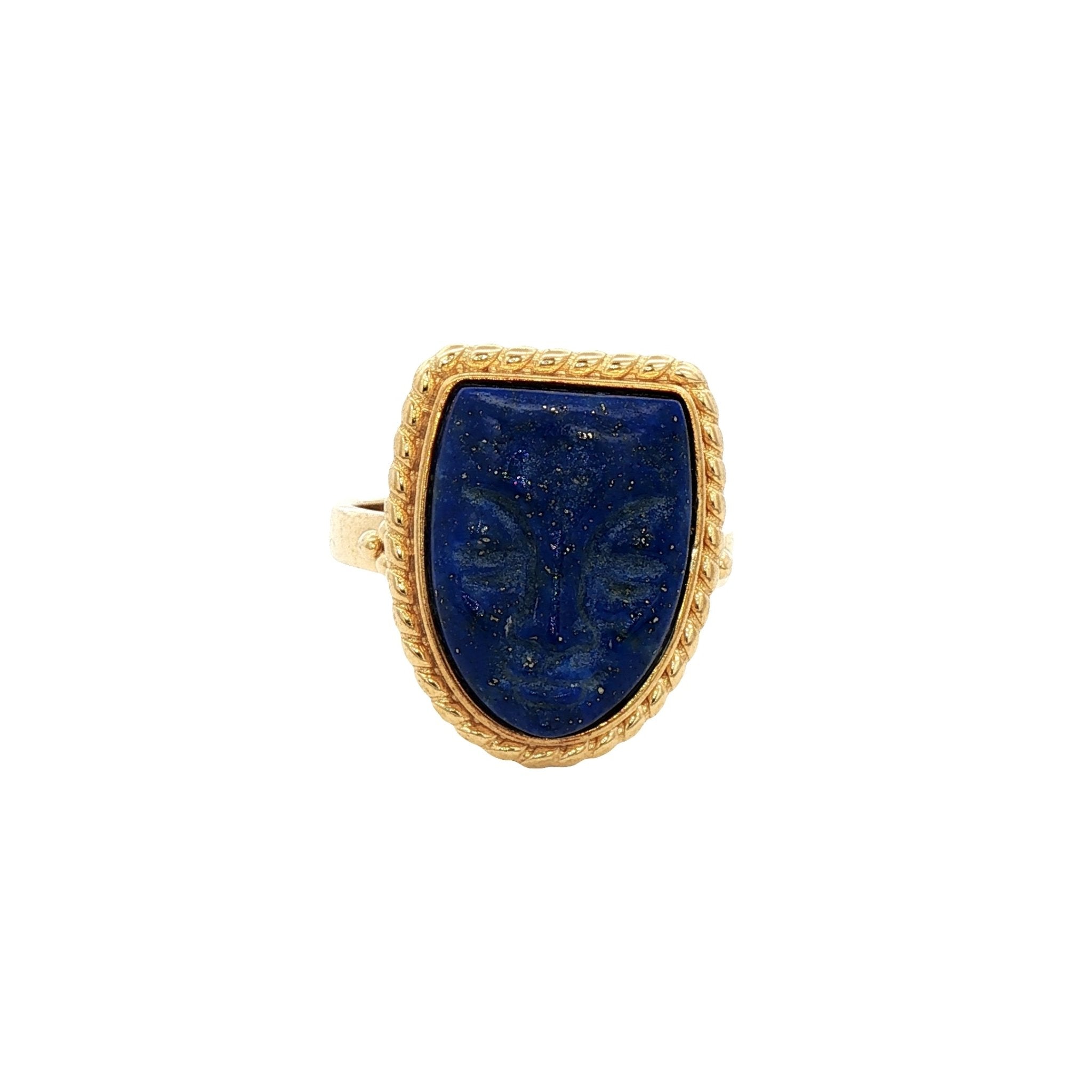 925YG MASK LAPIS LAZULI RING T8 - C'SANTOS
