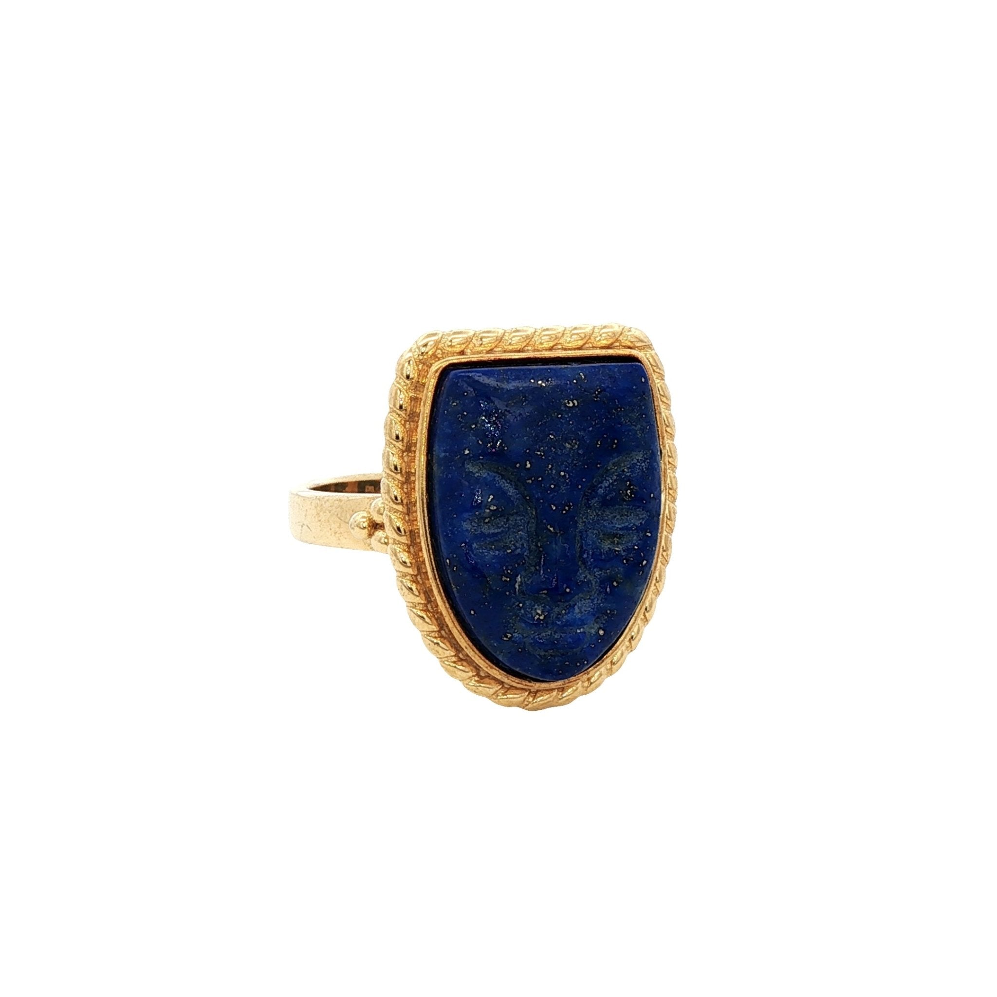 925YG MASK LAPIS LAZULI RING T8 - C'SANTOS