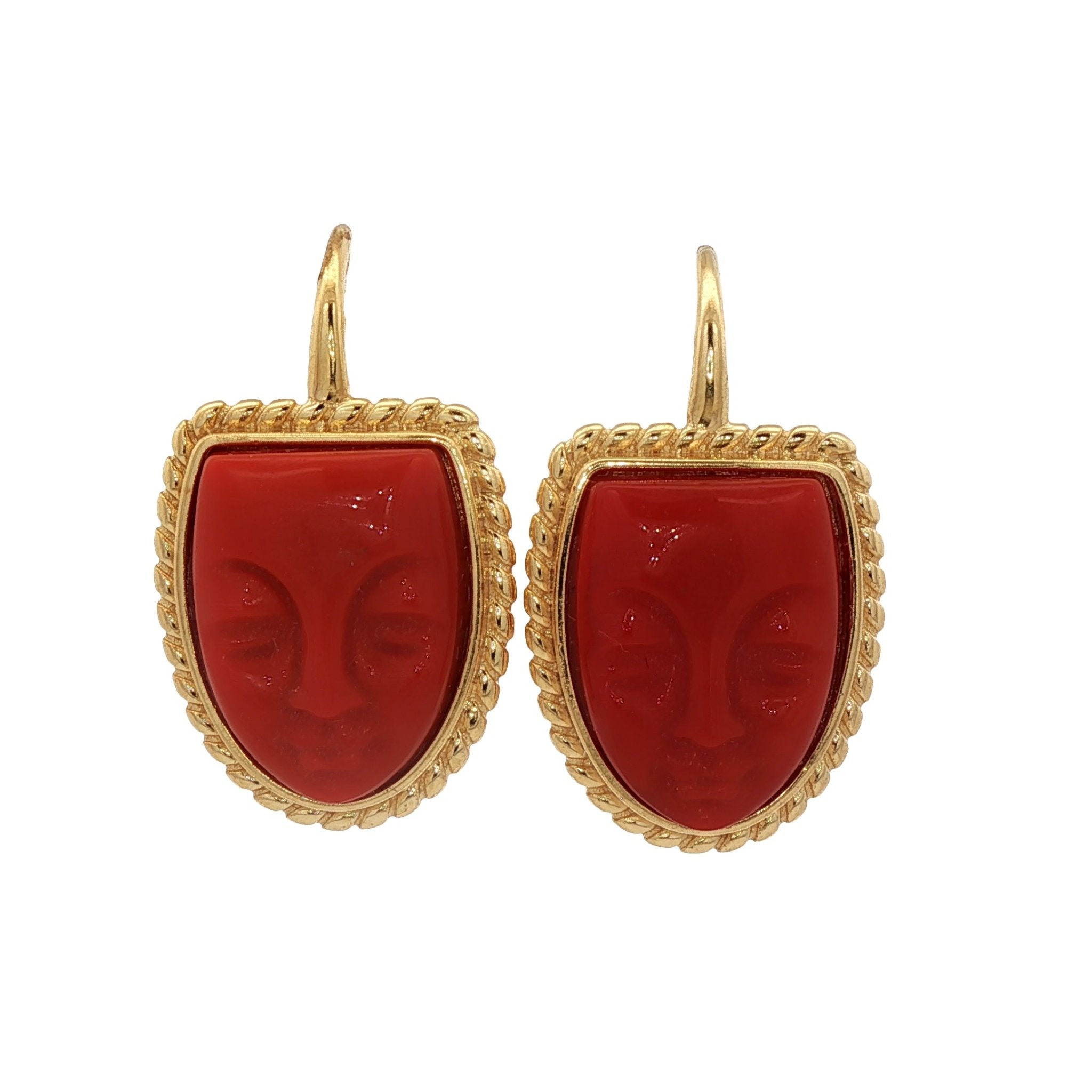 925YG MASK ORANGE EARRINGS - C'SANTOS