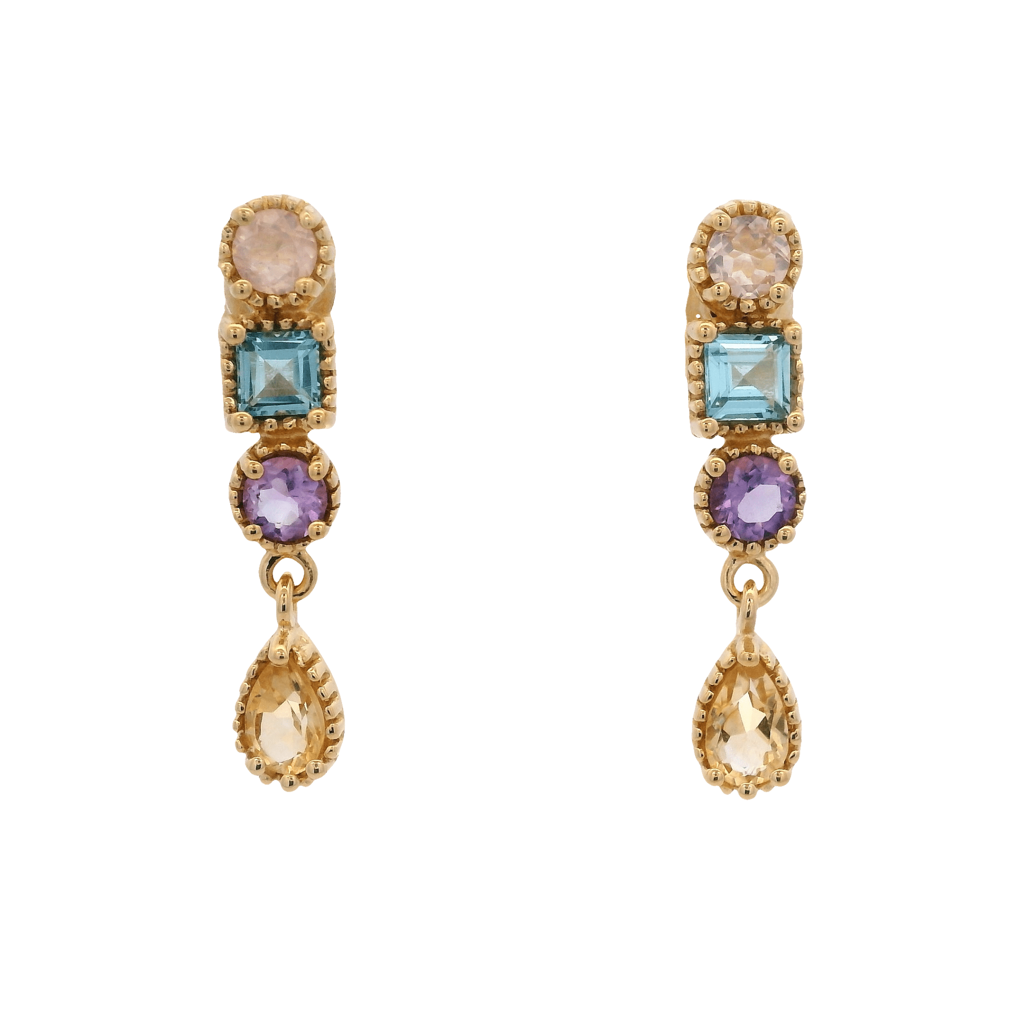 925YG MULTI SHAPE MULTI STONE DRIO CITRINE EARRINGS - C'SANTOS