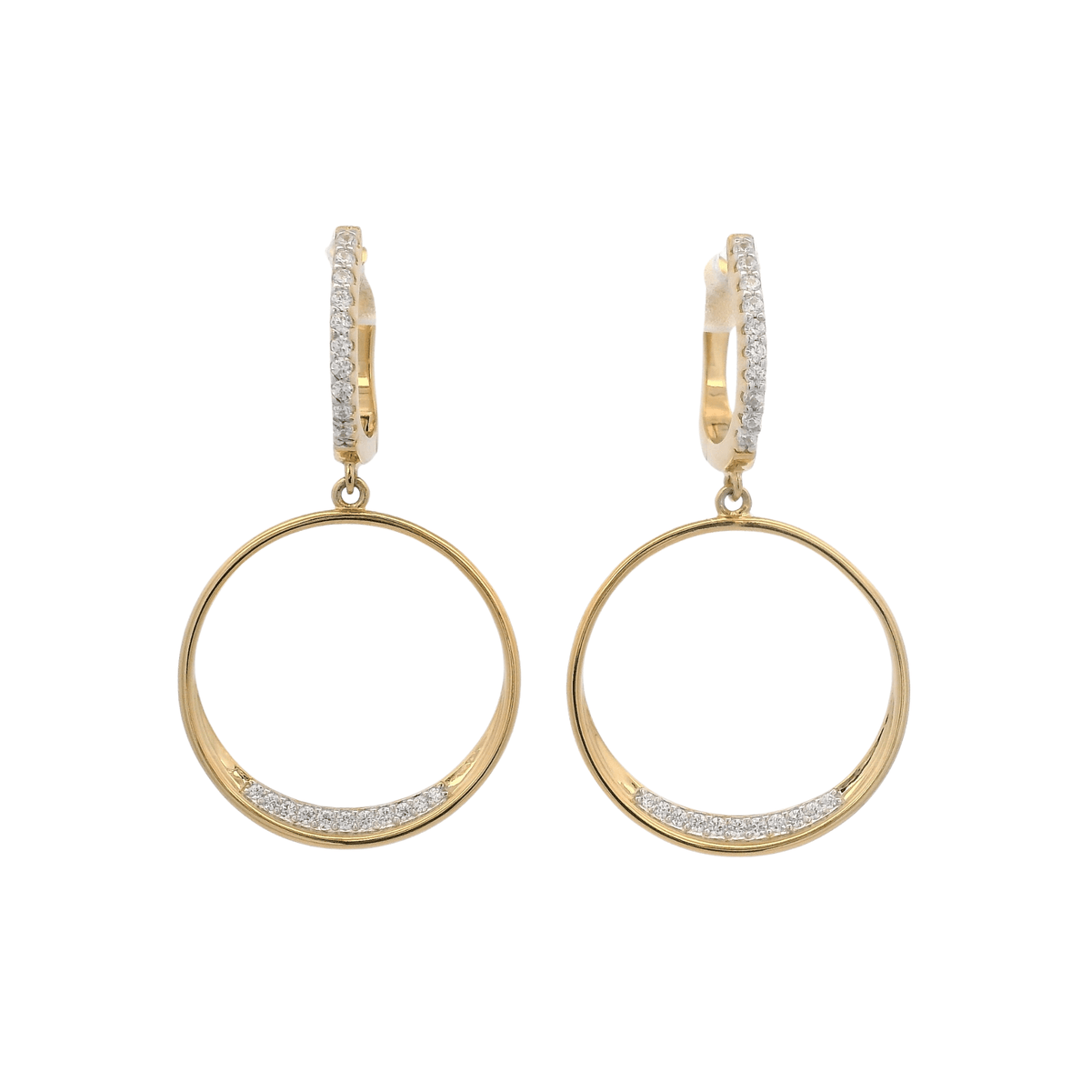 925YG OUTLINE CIRCLE WITH CZ EARRINGS - C'SANTOS