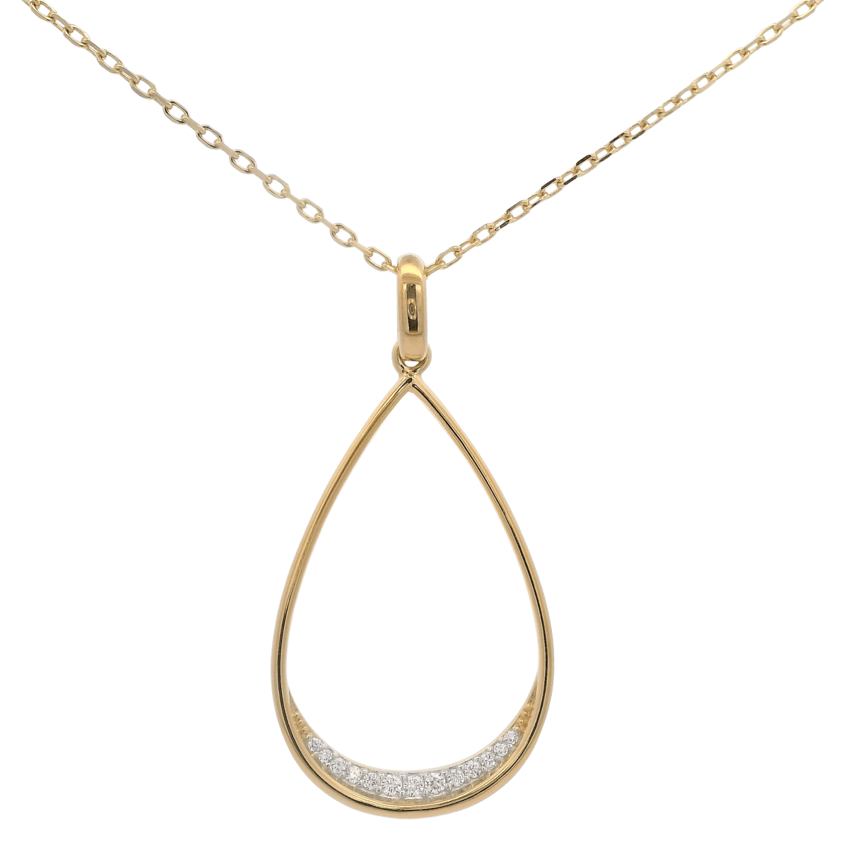 925YG OUTLINE DROP WITH CZ NECKLACE - C'SANTOS