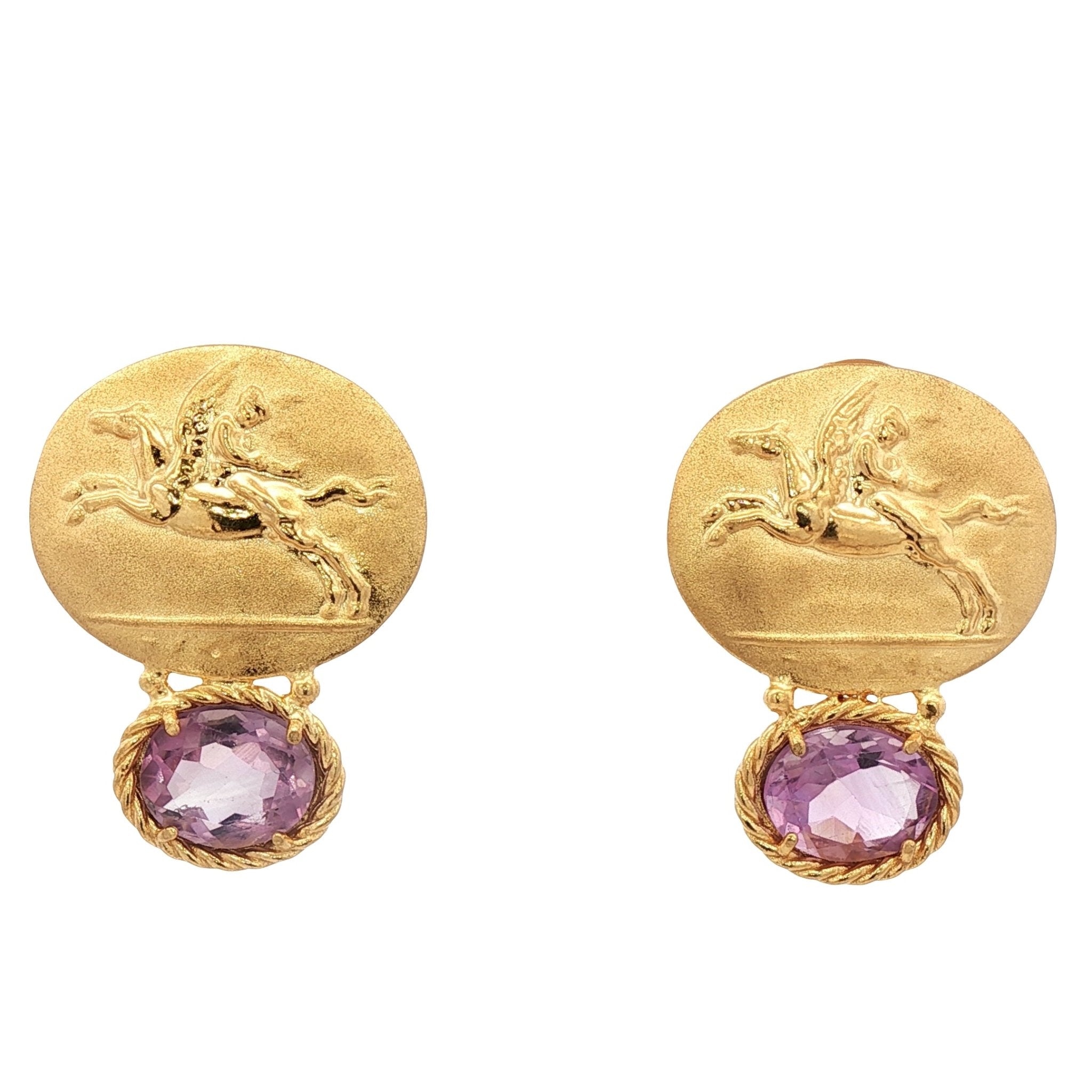 925YG PEGASUS AND AMETHYST EARRINGS - C'SANTOS