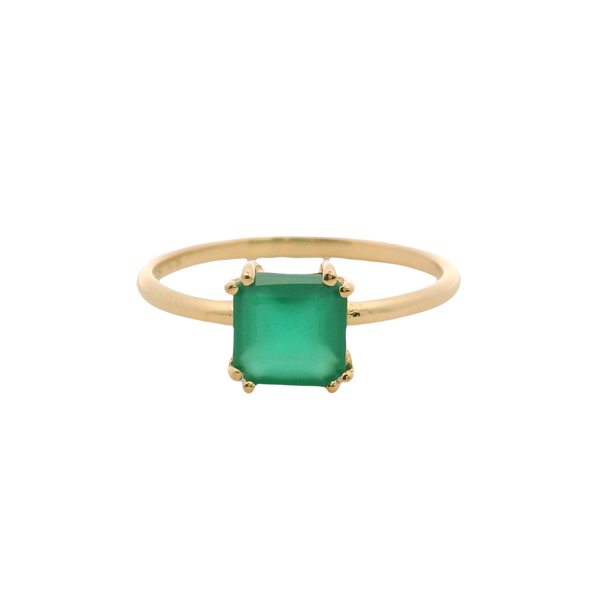 925YG SOLITARY CUSHION ONYX GREEN 7MM RING T6.5 - C'SANTOS