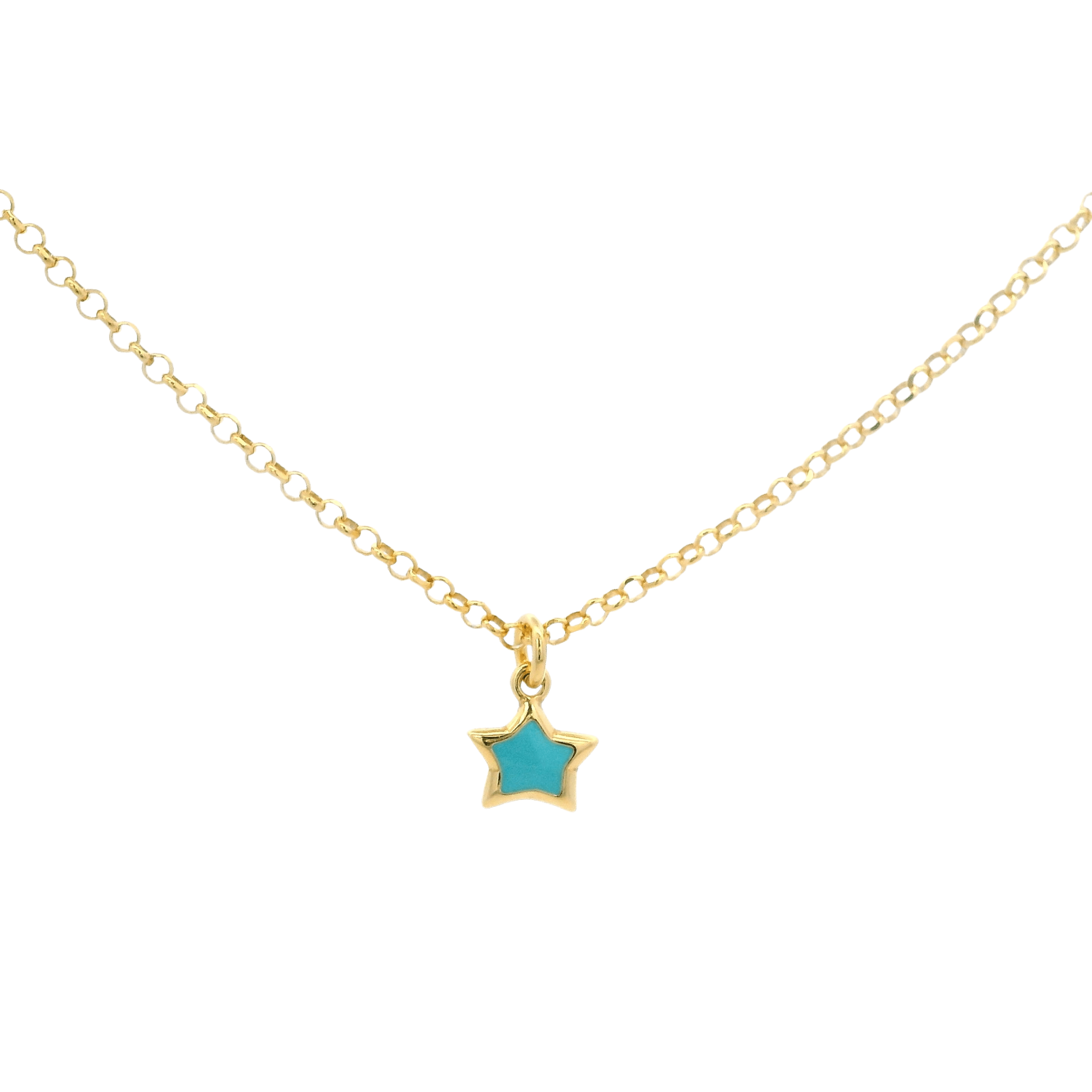 925YG SOLITARY STAR TURQUOISE ENAMEL NECKLACE - C'SANTOS