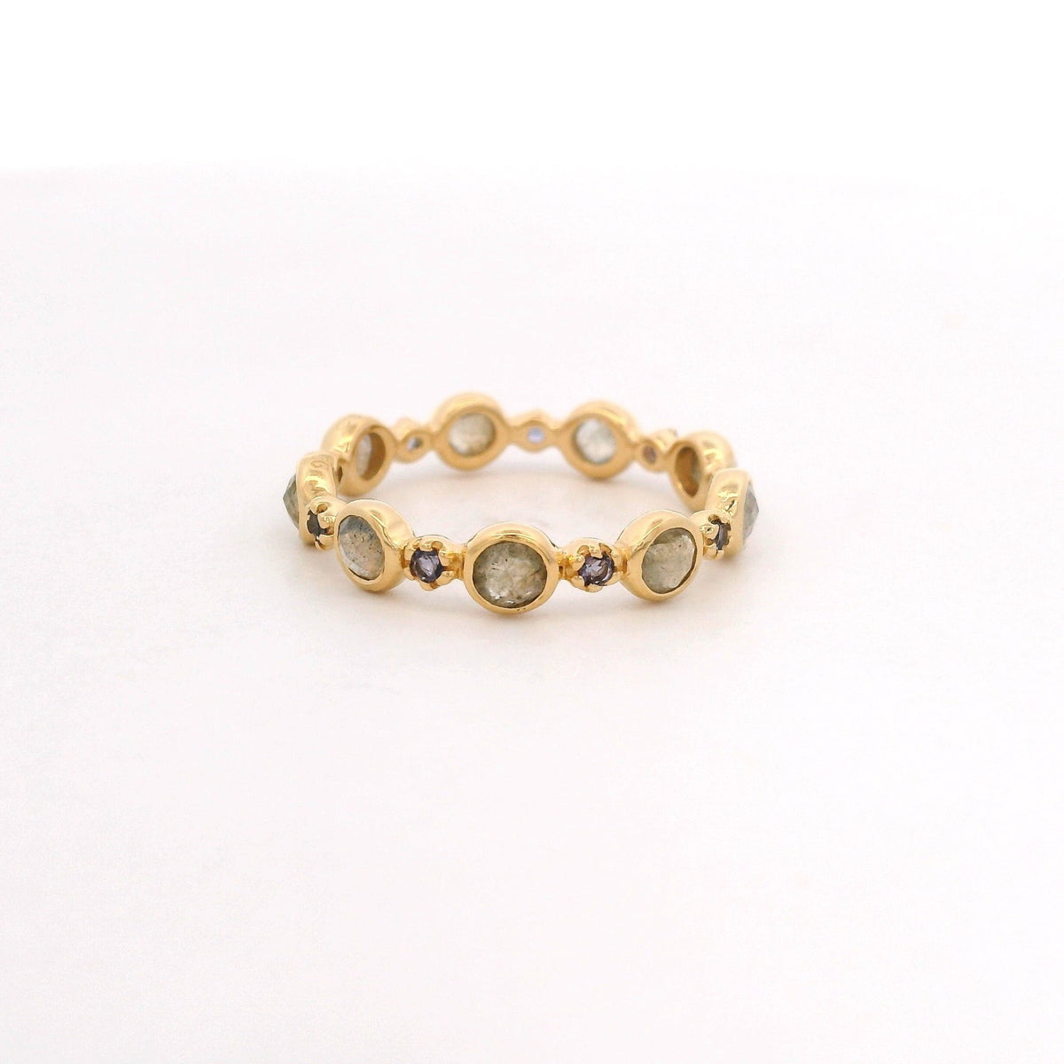 925YG STATION BEZEL LABRADORITE AND IOLITE RING T6.5 - C'SANTOS