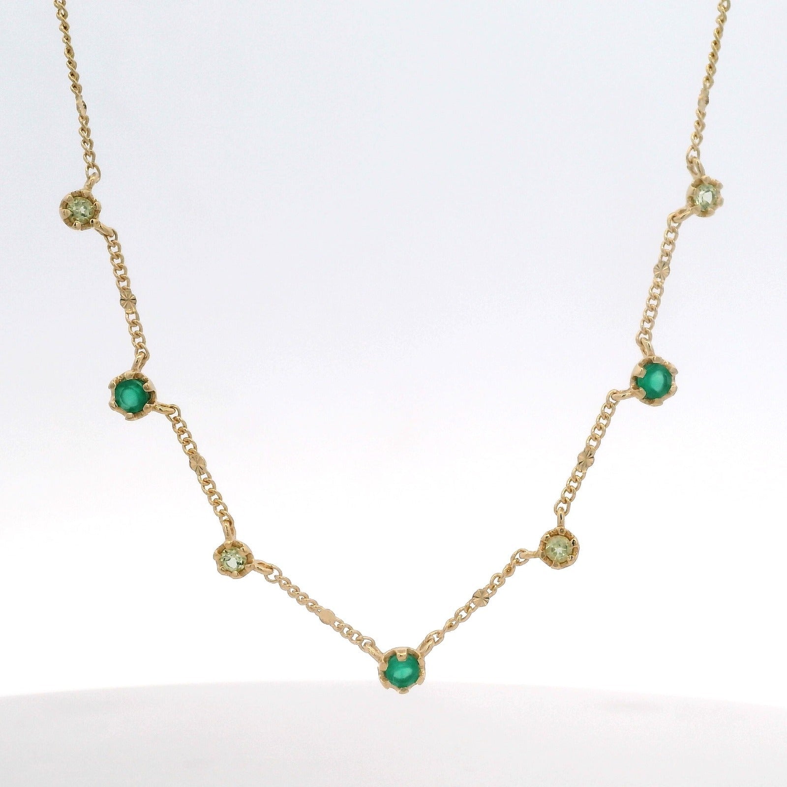 925YG STATION MINI ONYX GREEN WITH PERIDOT NECKLACE - C'SANTOS