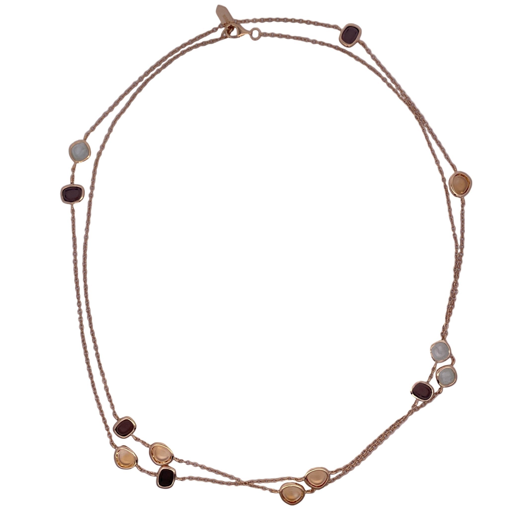 925YG STATION SQUARE IRREGULAR SMOKY QUARTZ CITRINE NECKLACE - C'SANTOS