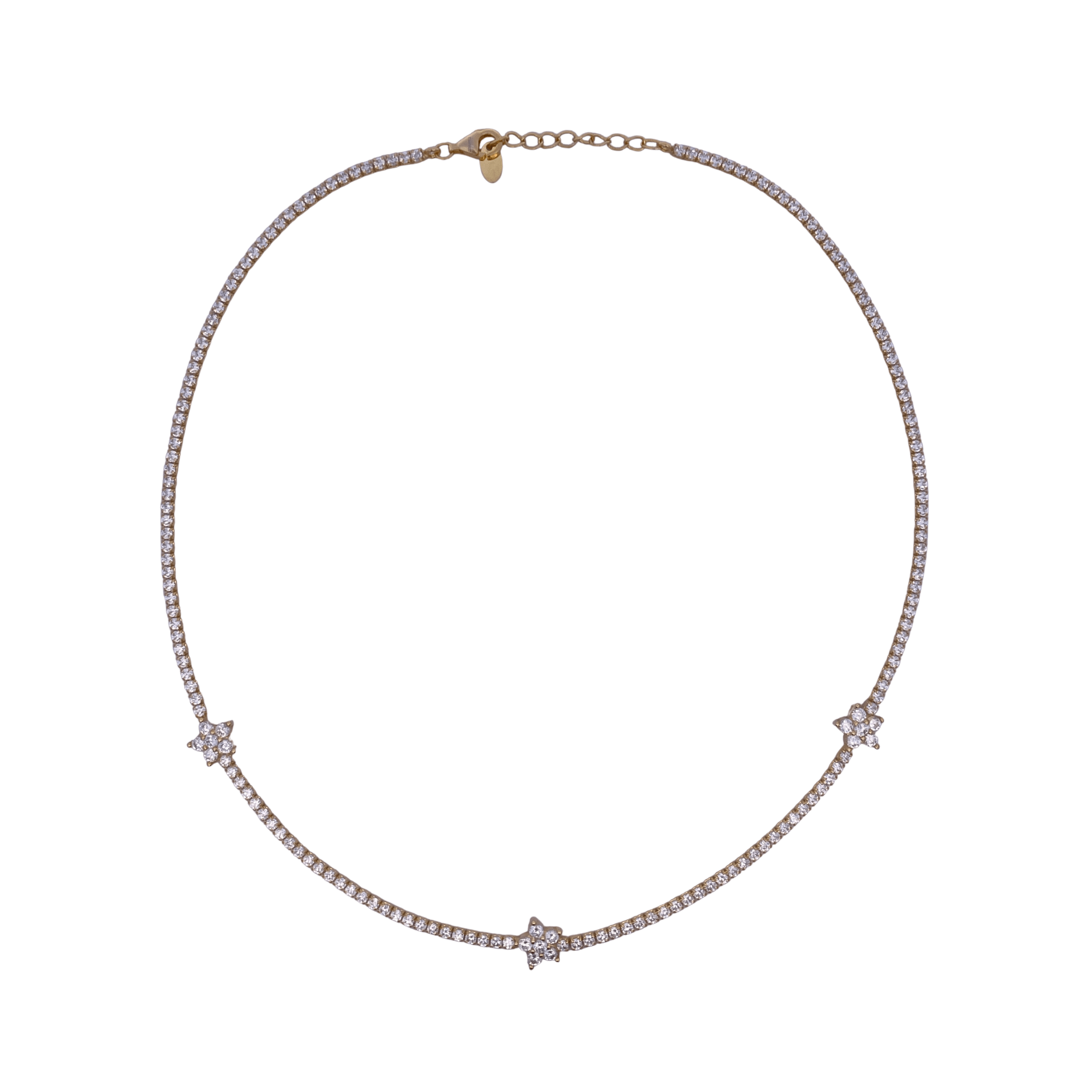 925YG TENNIS TRIPLE FLOWER CZ NECKLACE - C'SANTOS