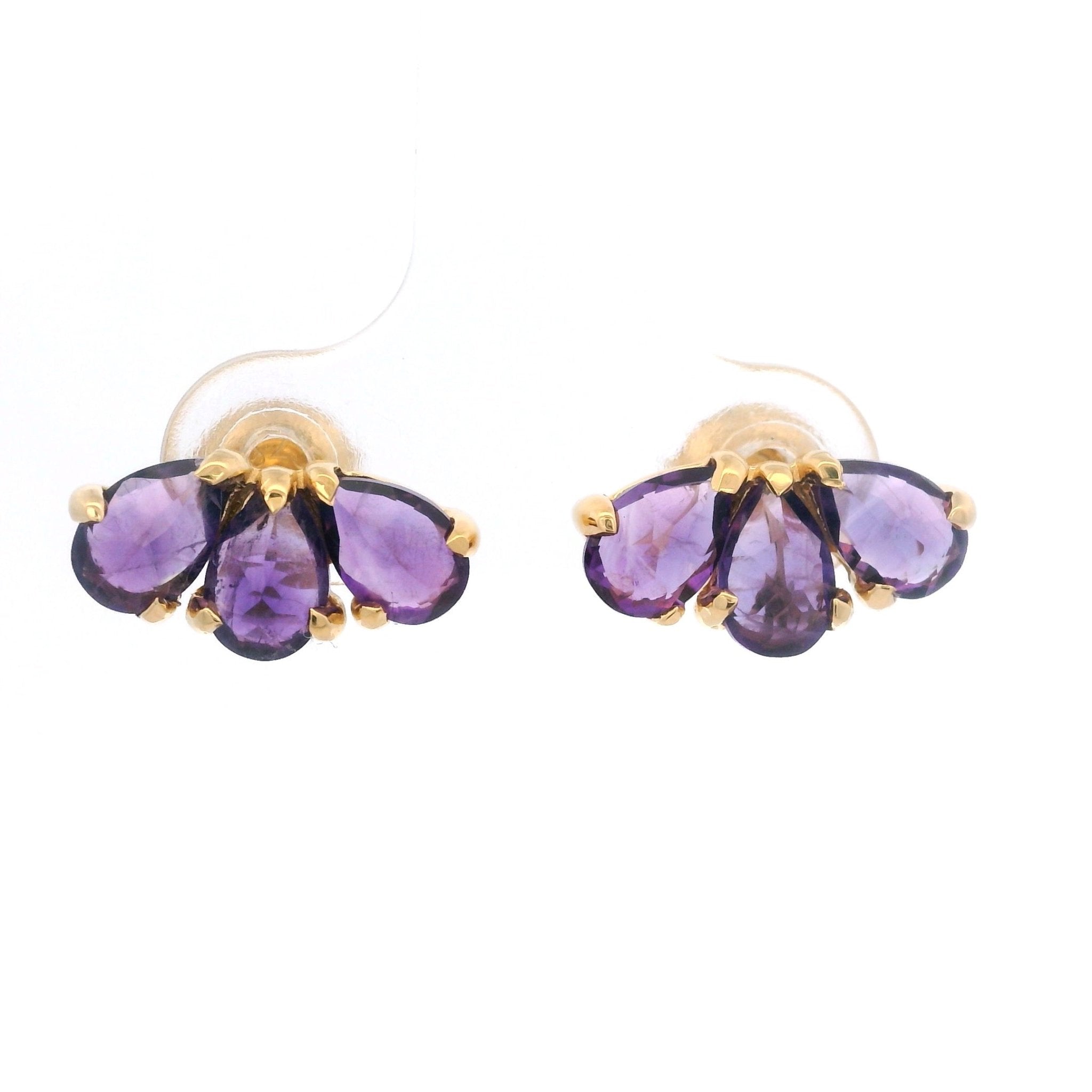 925YG THREE DROP AMEHTYST EARRINGS - C'SANTOS