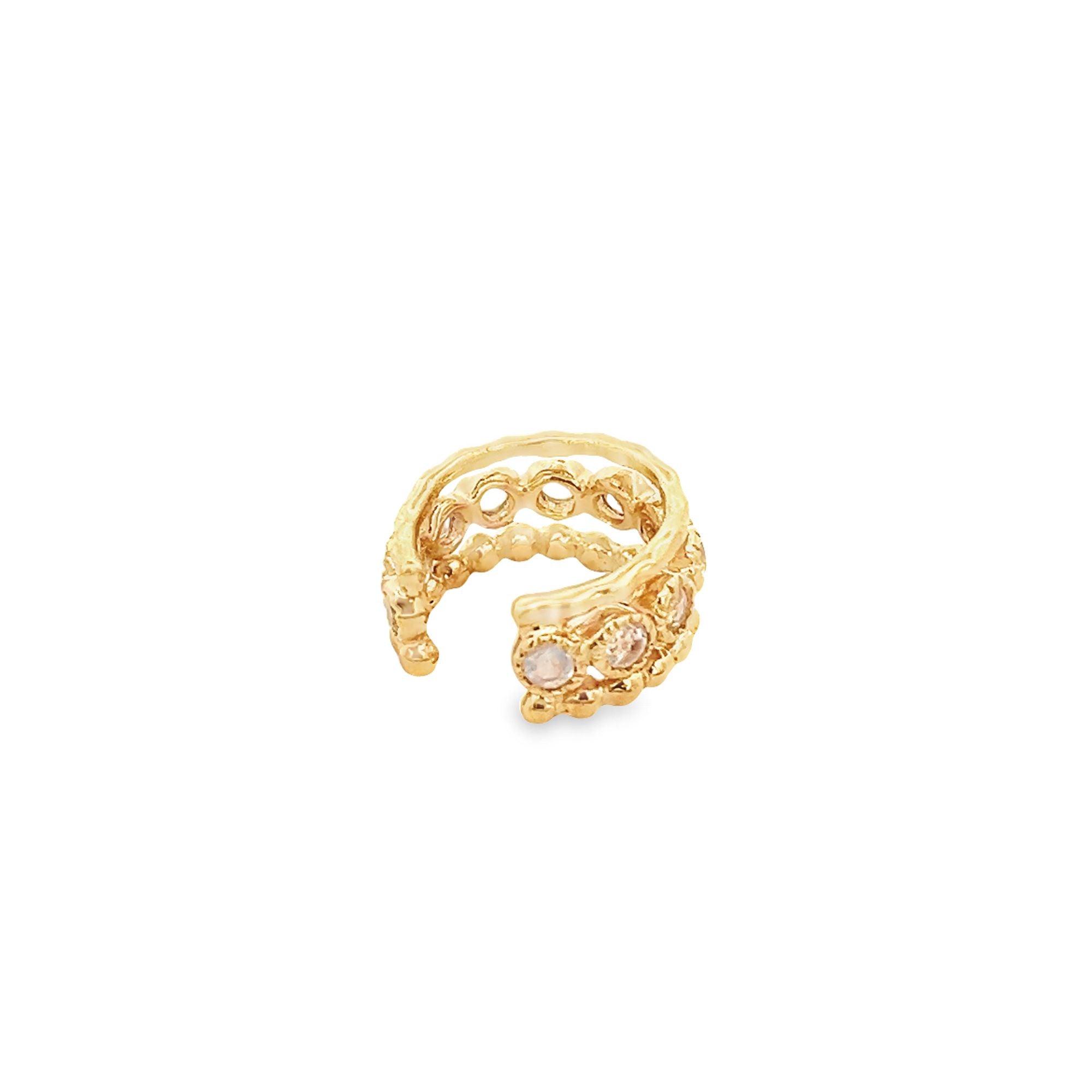 925YG TRHEE BAND MOONSTONE RAINBOW EARCUFF - C'SANTOS