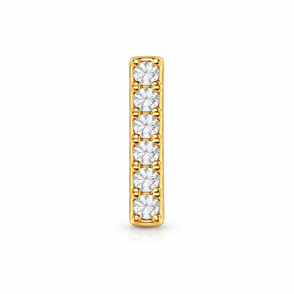 Piercing Barra Pavé en Oro Amarillo 14K