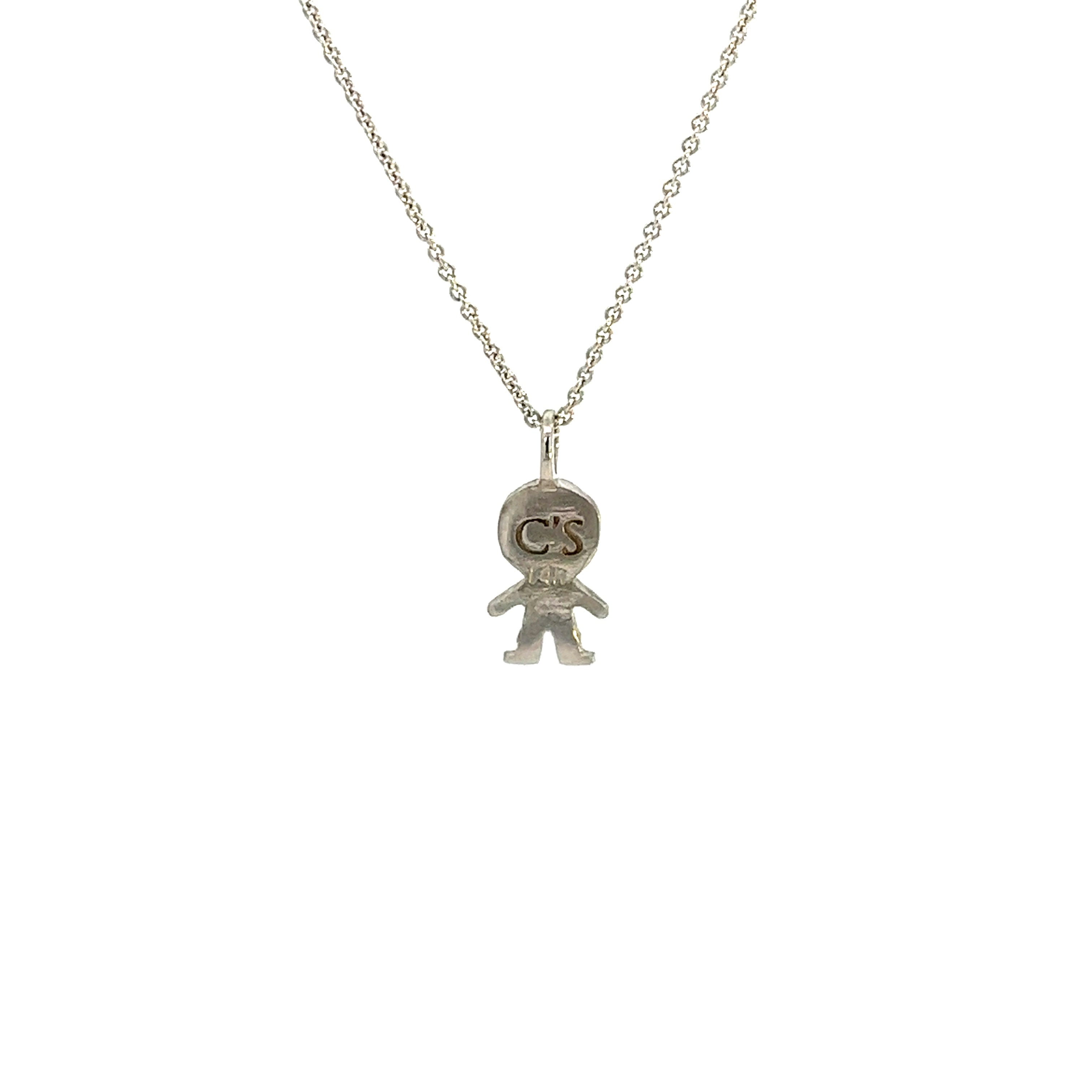 Dije de Niño en Oro Blanco 14K con Diamante