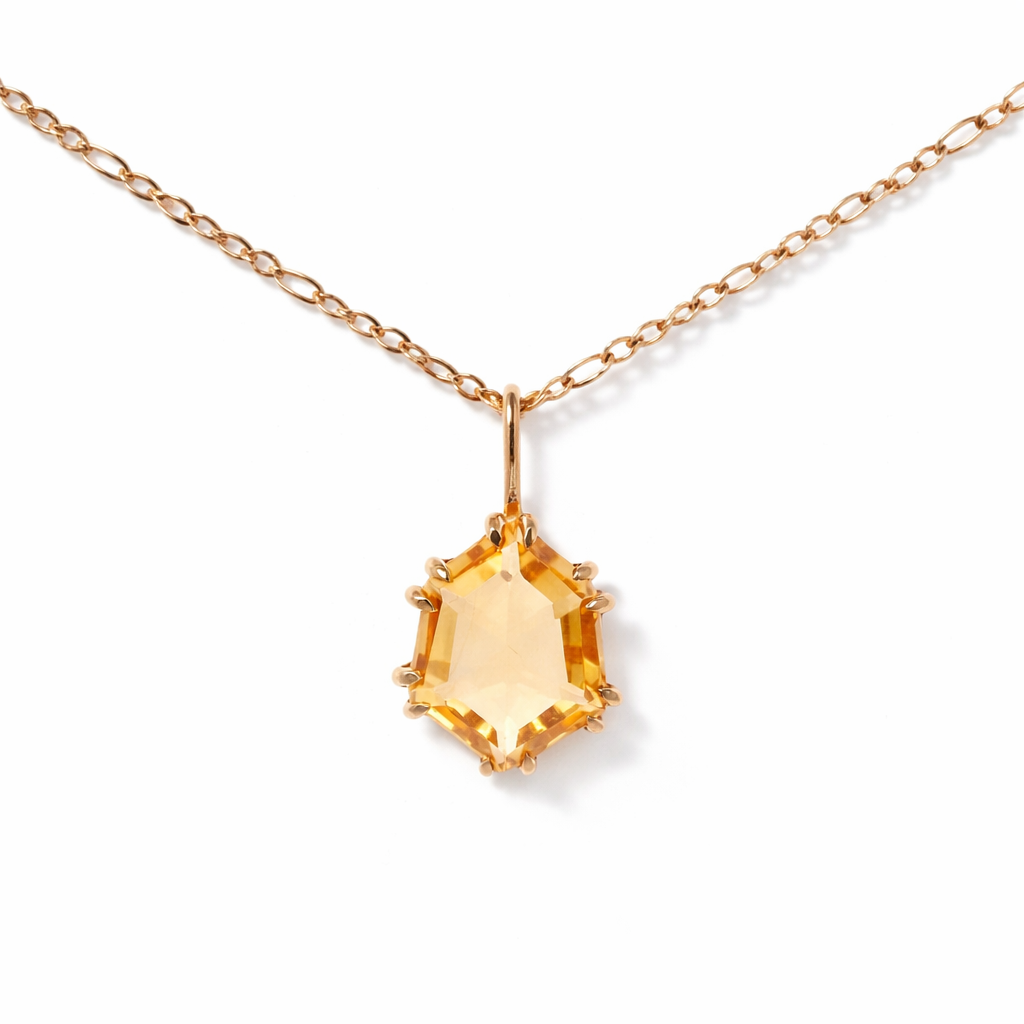 Collar Hexagonal con Citrina en Plata 925