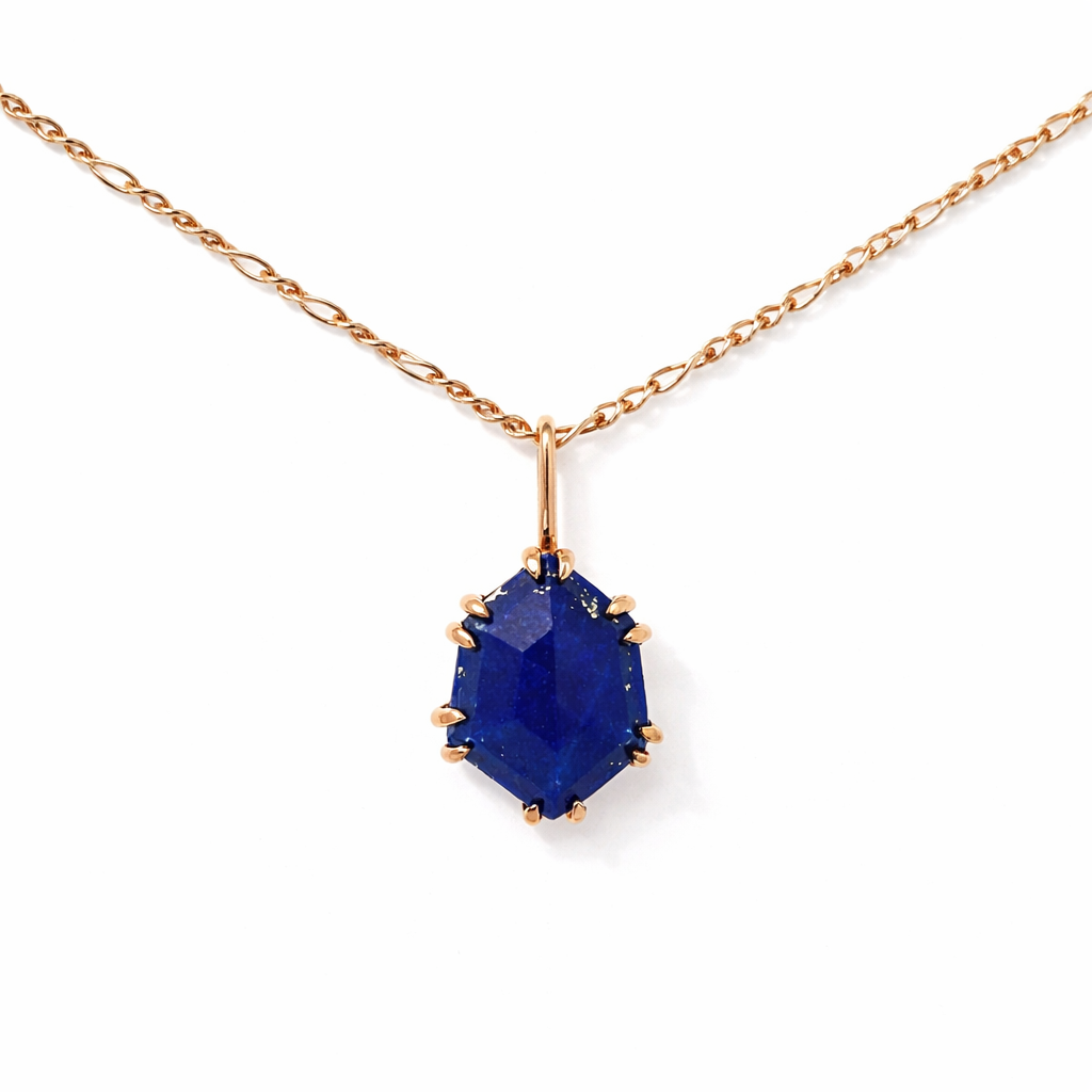 925YG HEXAGONAL LAPIS LAZULI NECKLACE