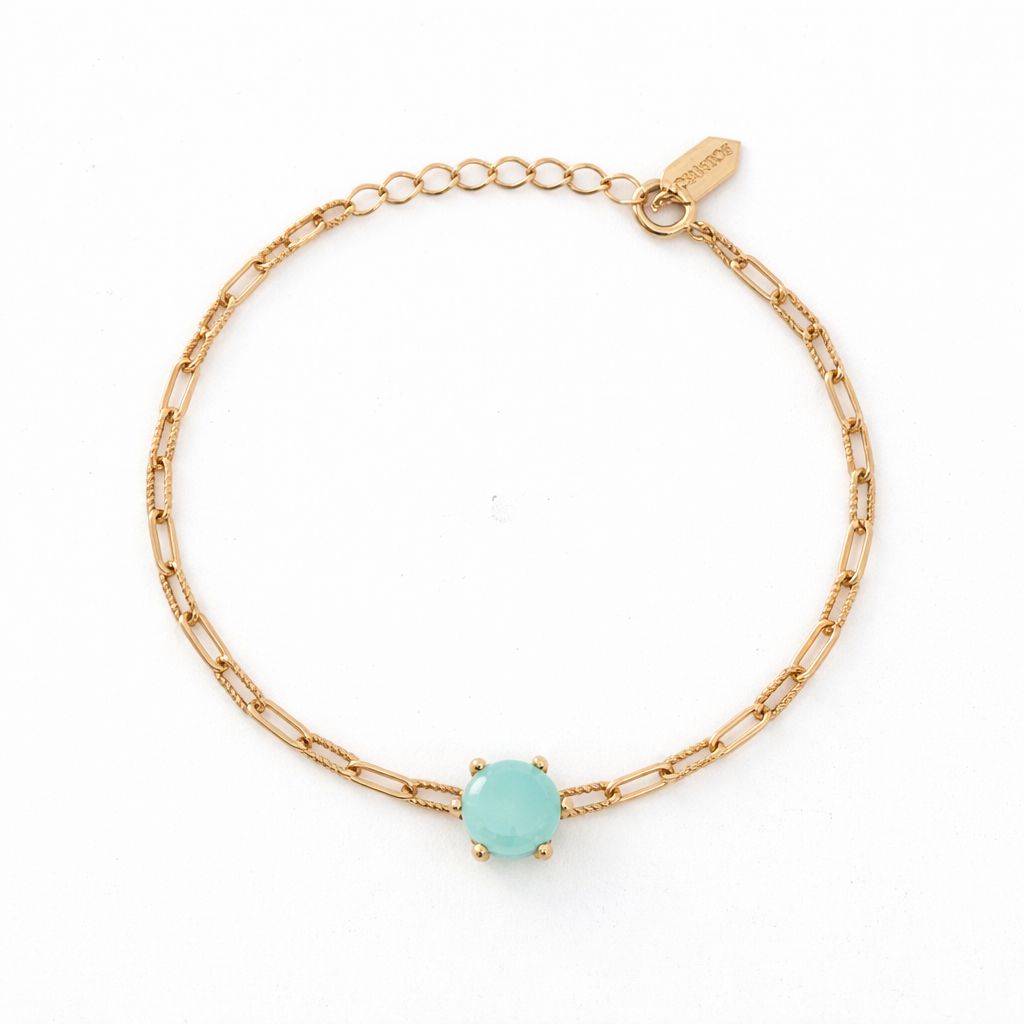 Pulsera Hexagonal en Plata 925 con Cuarzo Aqua