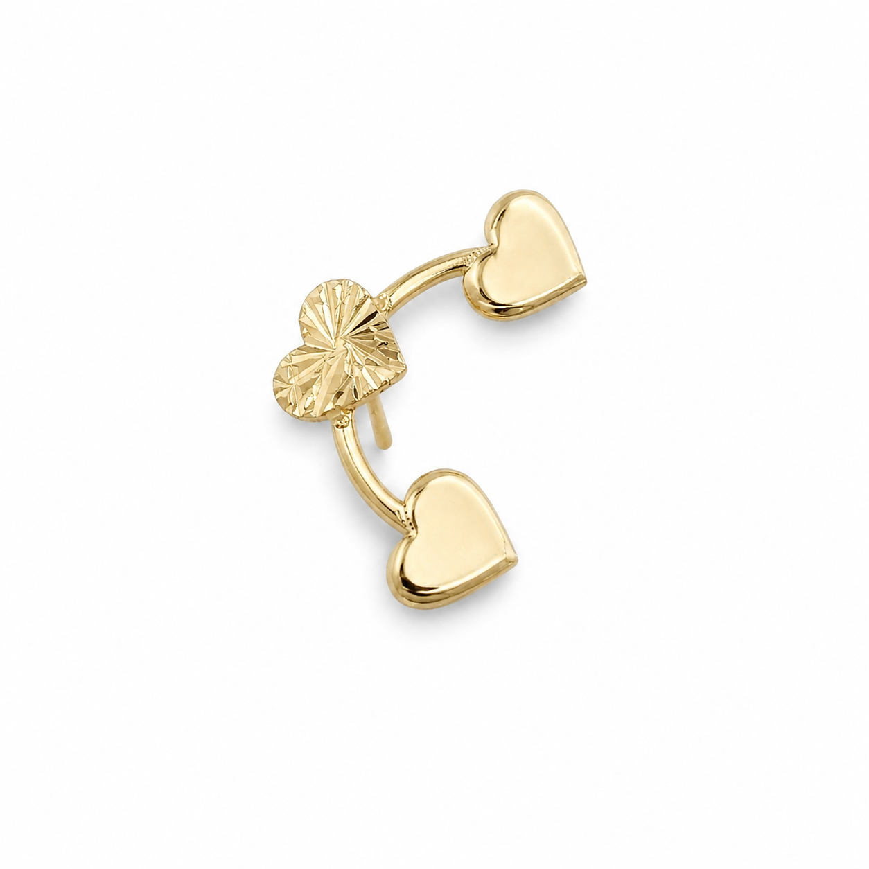Piercing de Corazones en Oro Amarillo 14K