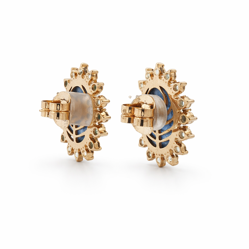 D0.31CT 14KY EARRINGS KYANITE 3.5CT AND EMERALDS