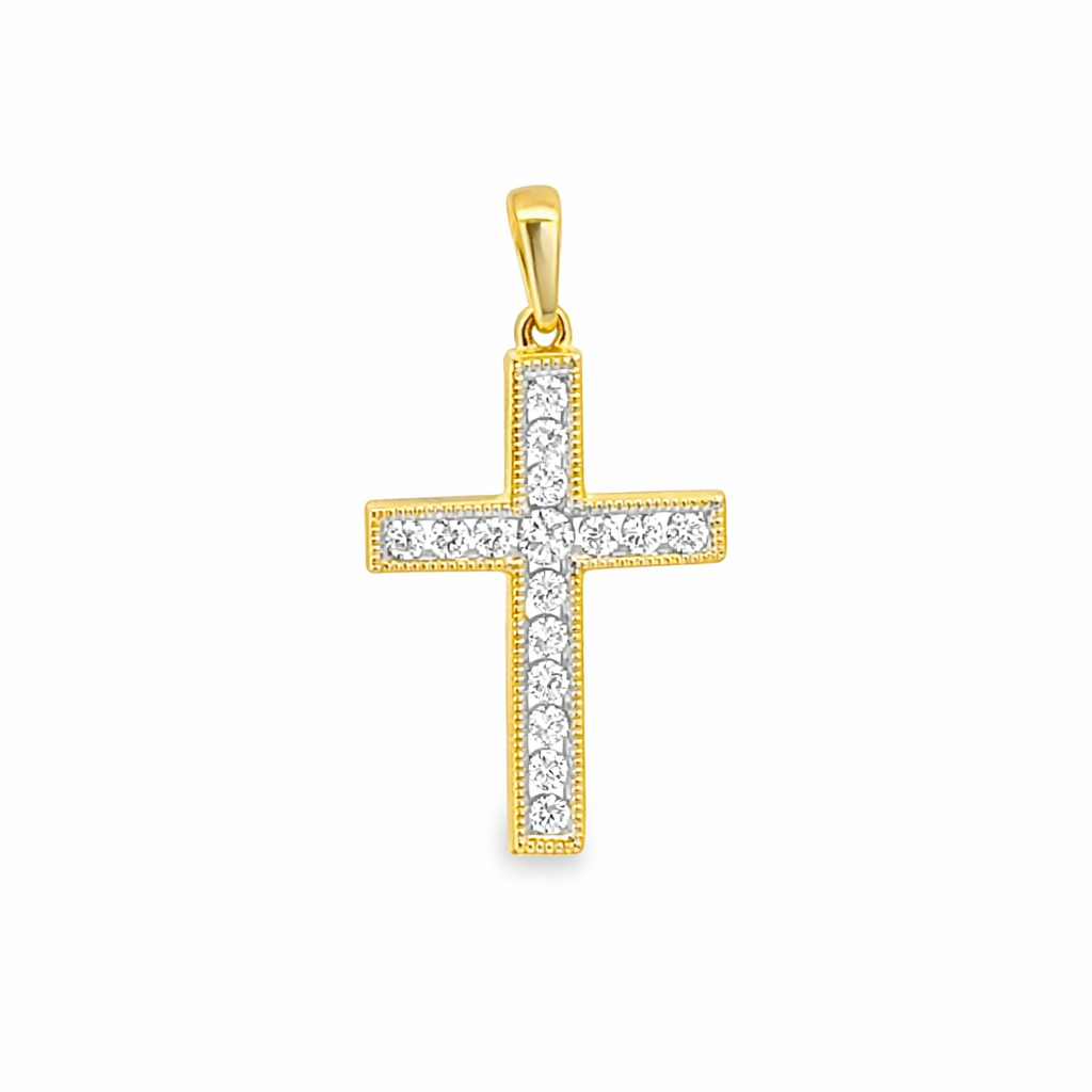 D0.27CT 14KY SMALL CROSS PENDANT