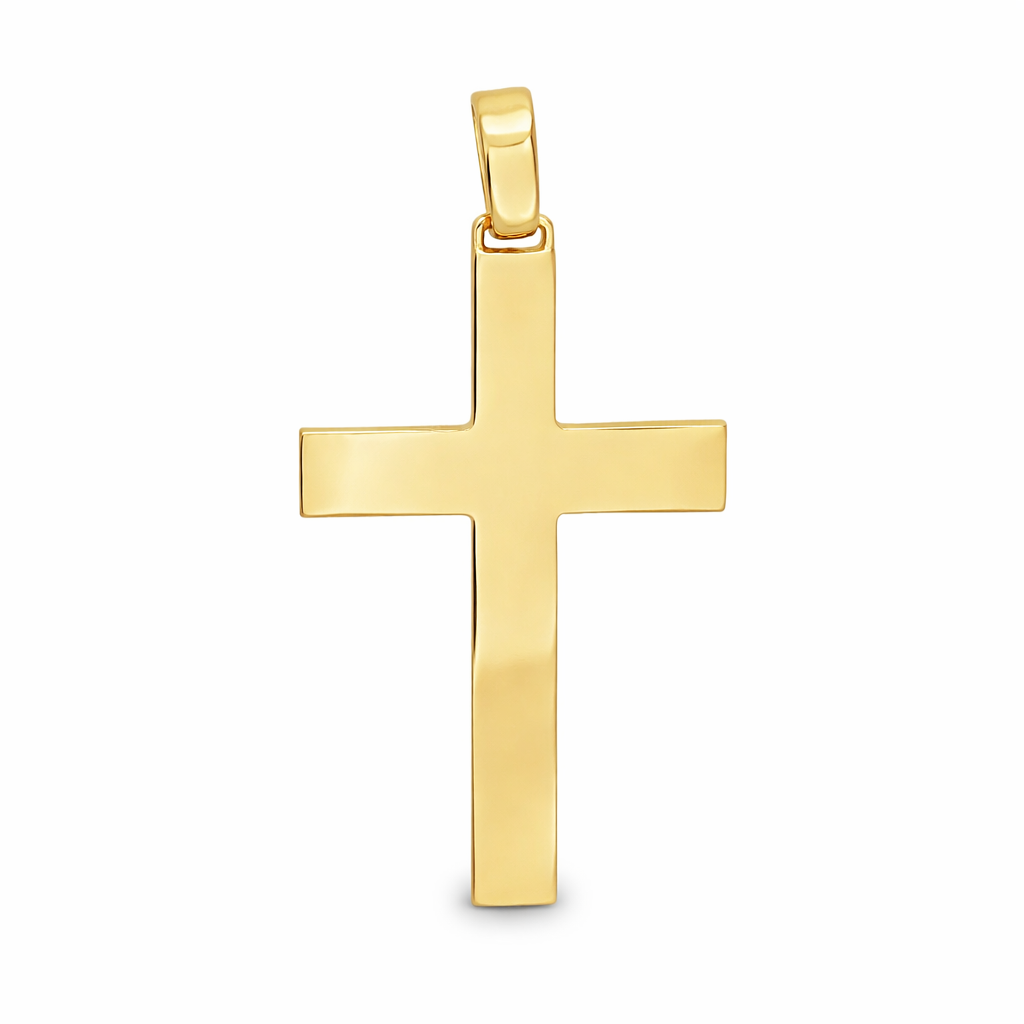 Dije Cruz Lisa en Oro Amarillo 14K