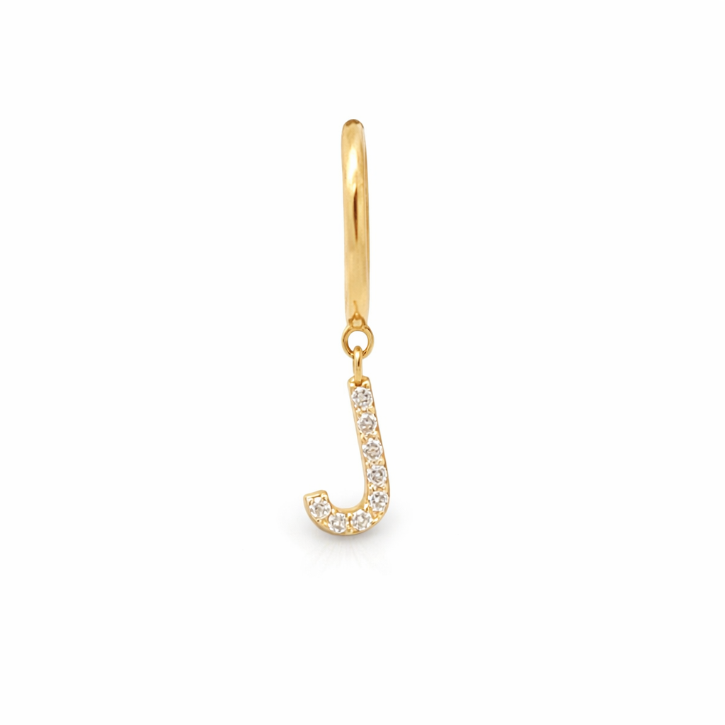 Arete Inicial J en Oro Amarillo 14K