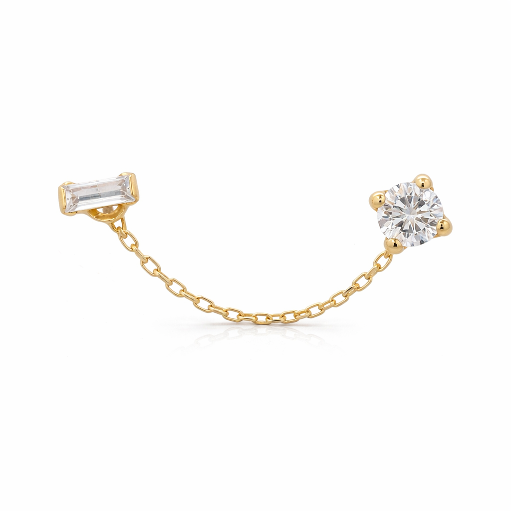 14KY BRISTONE WITH SQUARE CZ PIERCING