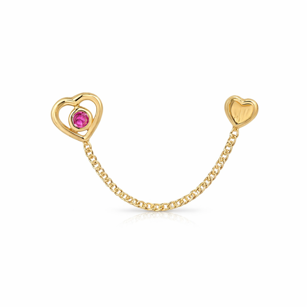 Piercing de Cadena con Corazón en Oro Amarillo 14K