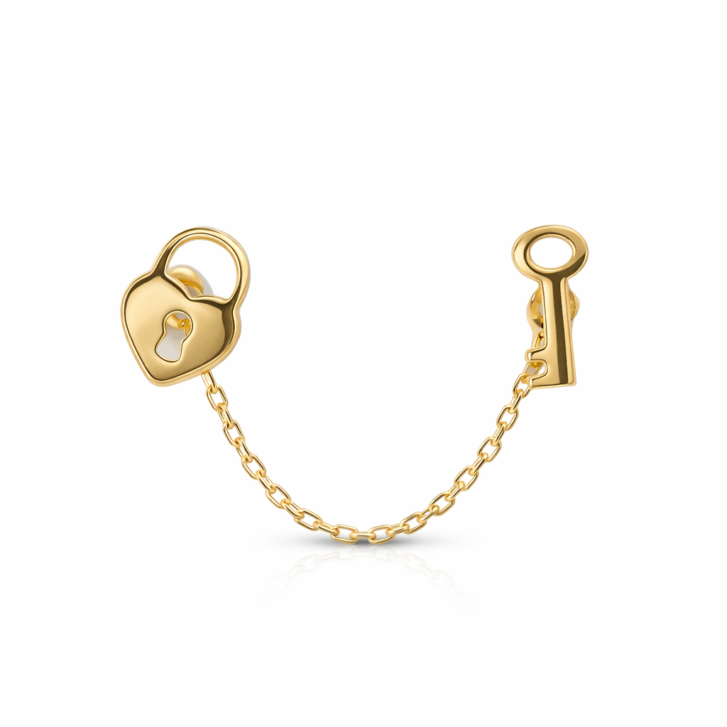 Piercing de Corazón y Llave en Oro 14K