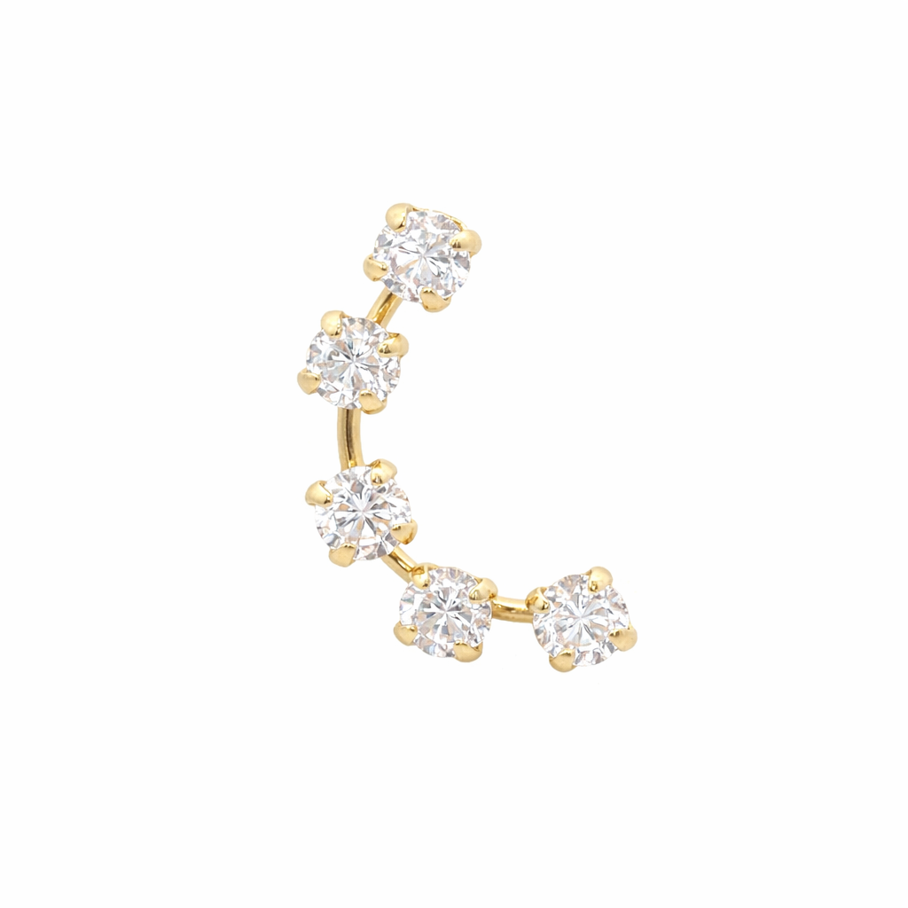 Piercing Curvo en Oro Amarillo 14K con Circonias