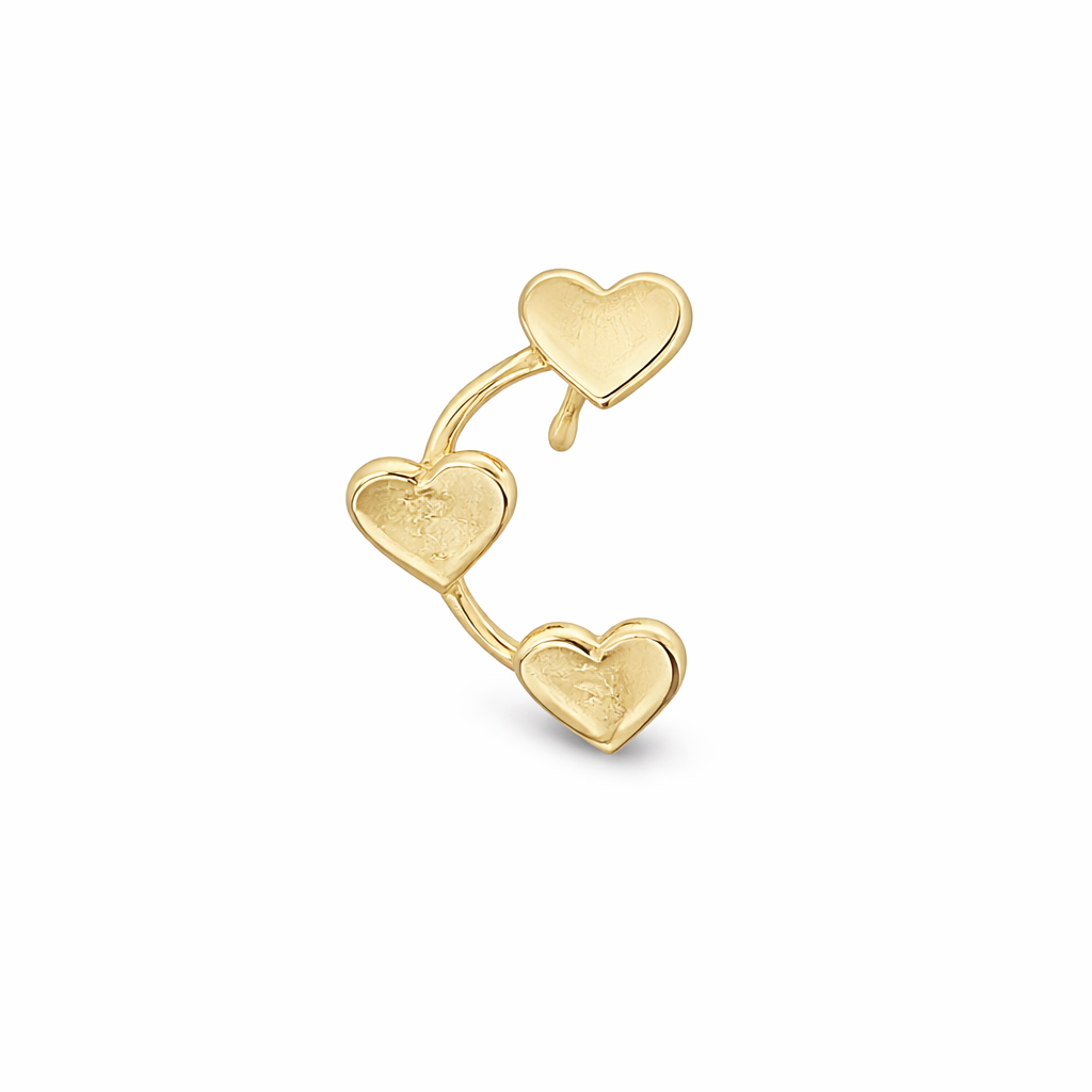 Piercing de Corazones en Oro Amarillo 14K