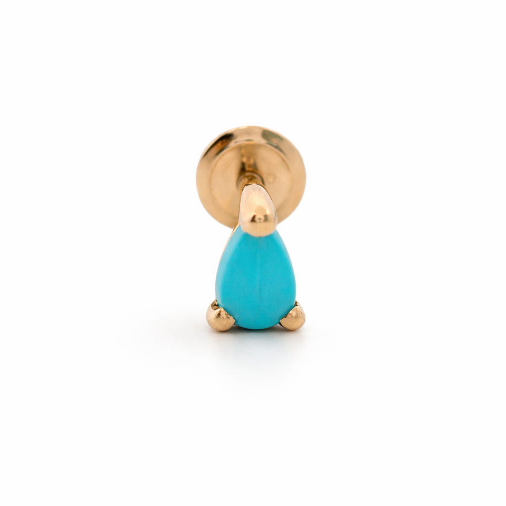 14KY PIERCING TURQUESA 1.8X2 MM SOLITARIO