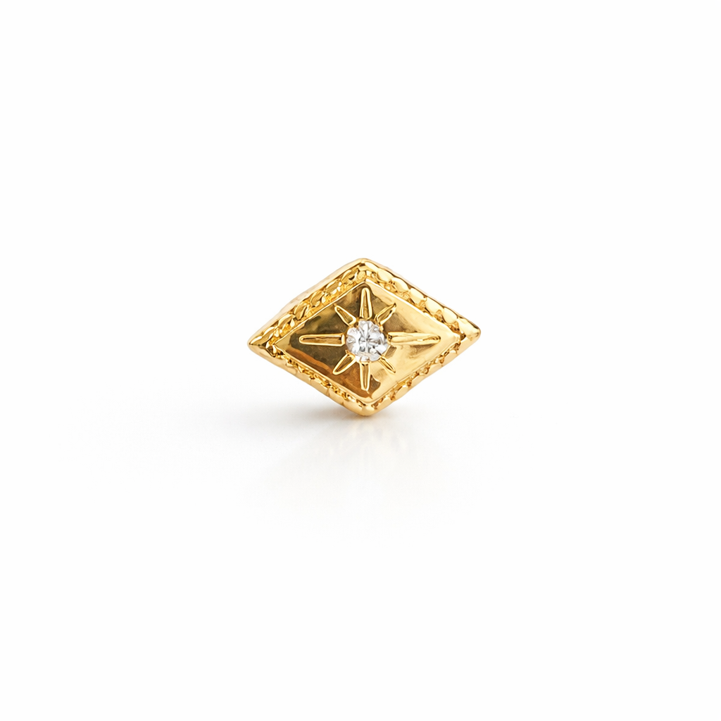 Piercing en Oro Amarillo 14K con Diamante