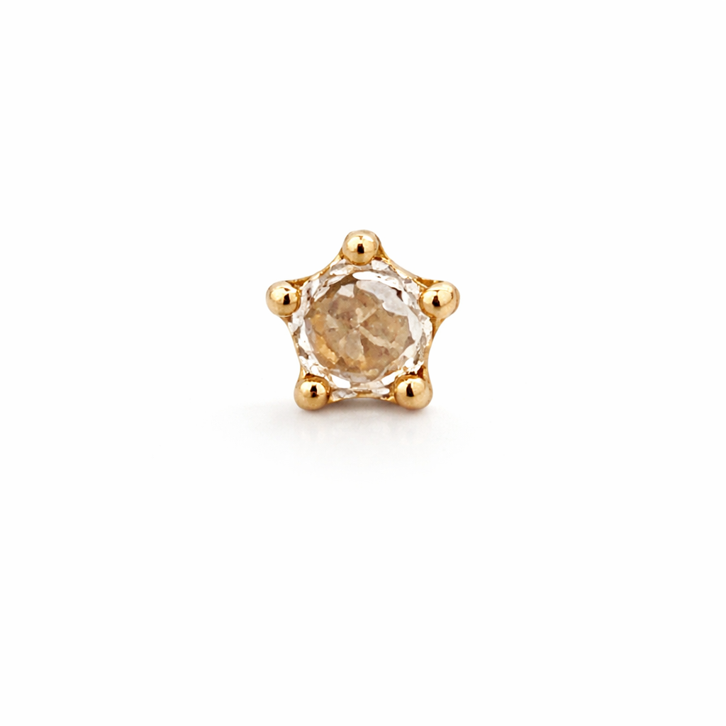 Piercing en Oro 14K con Zafiro Blanco