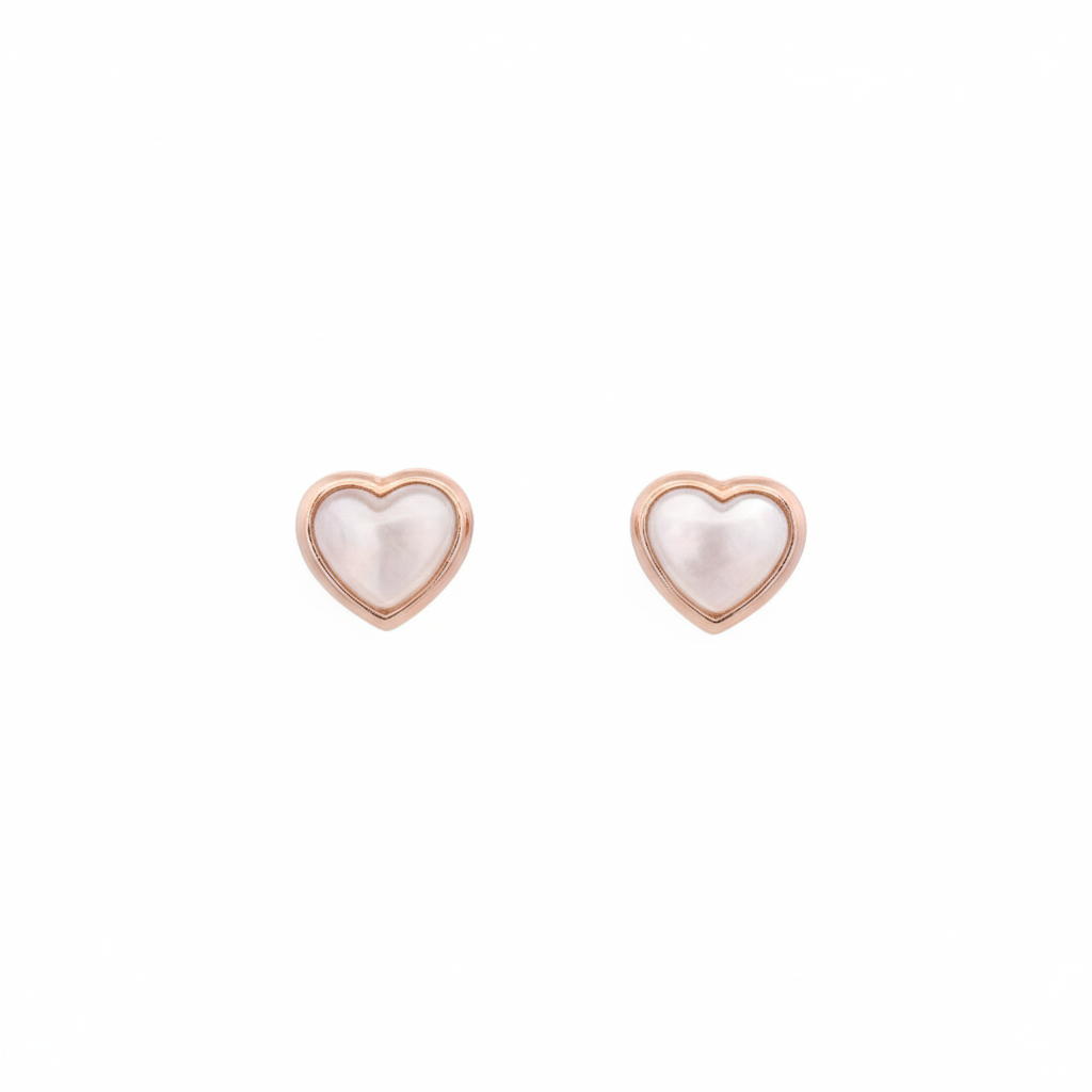 Aretes de Corazón en Plata 925 con Piedra Luna