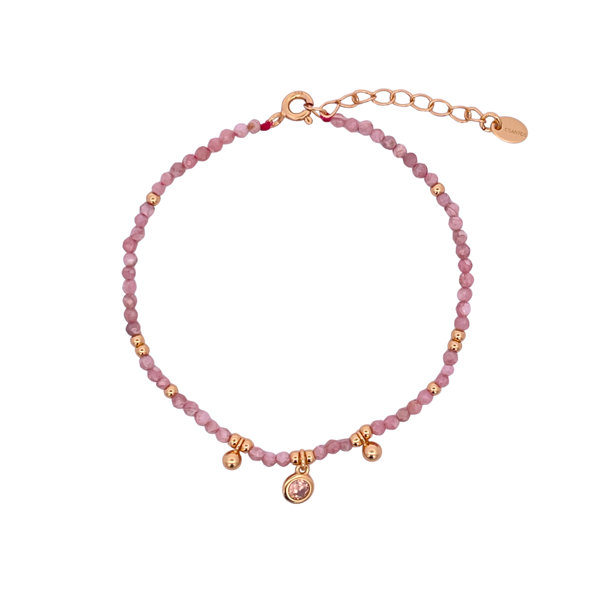 Pulsera de Cuentas en Oro 925 con Rodocrosita