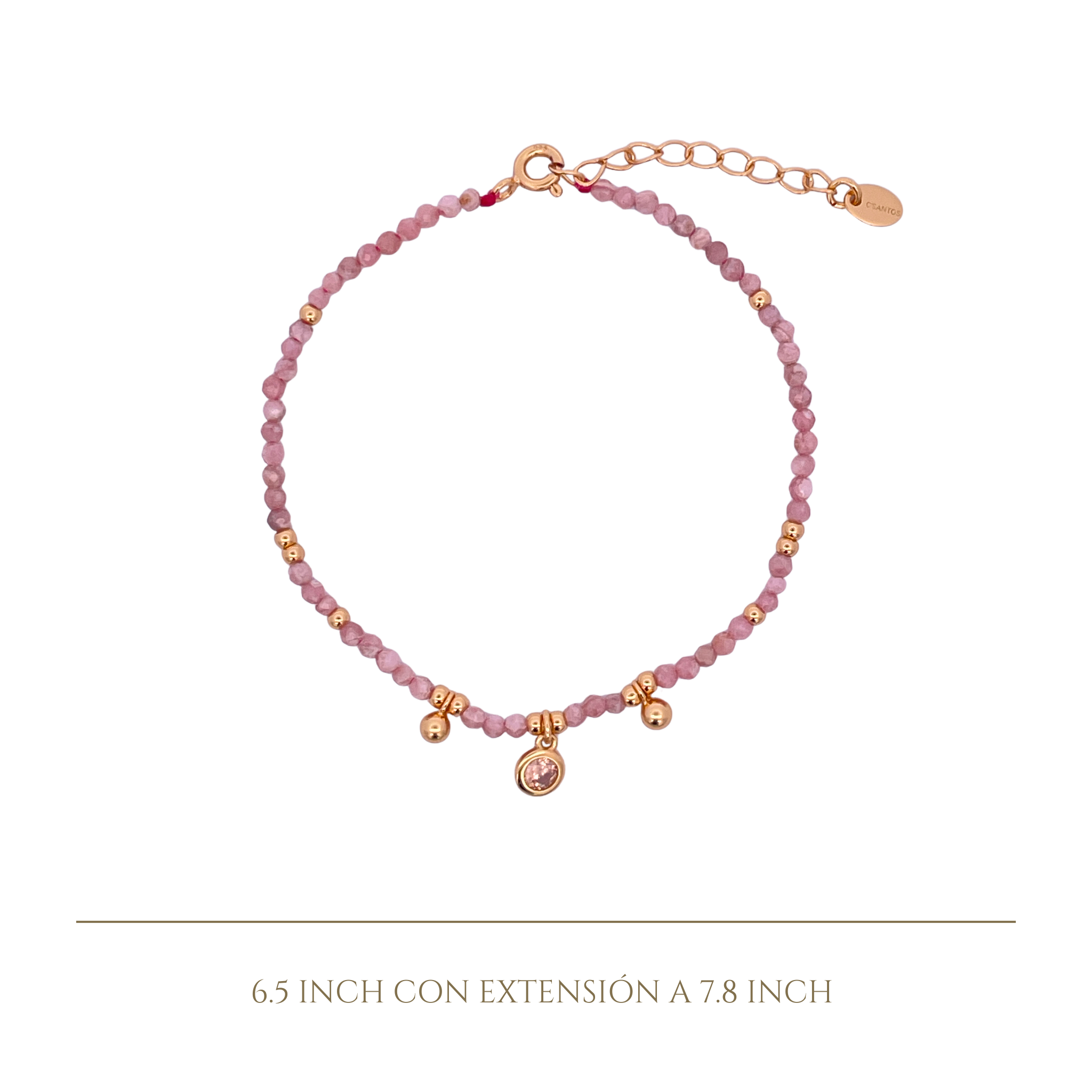 Pulsera de Cuentas en Oro 925 con Rodocrosita
