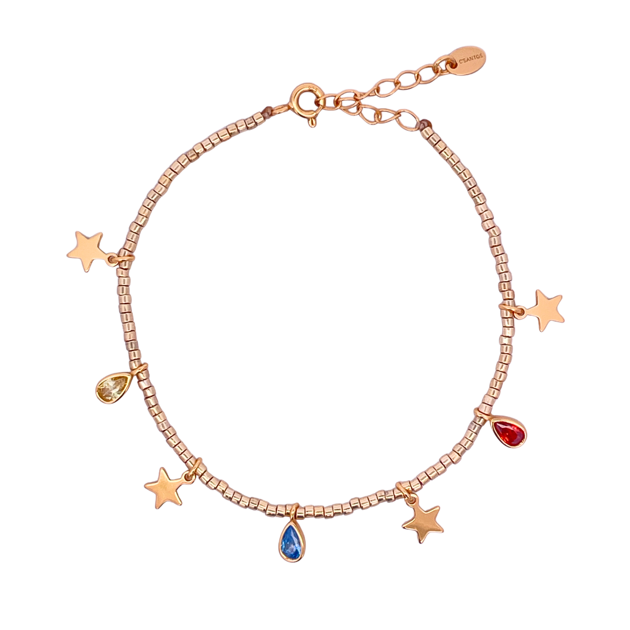 Pulsera de Encantos en Plata 925 Bañada en Oro