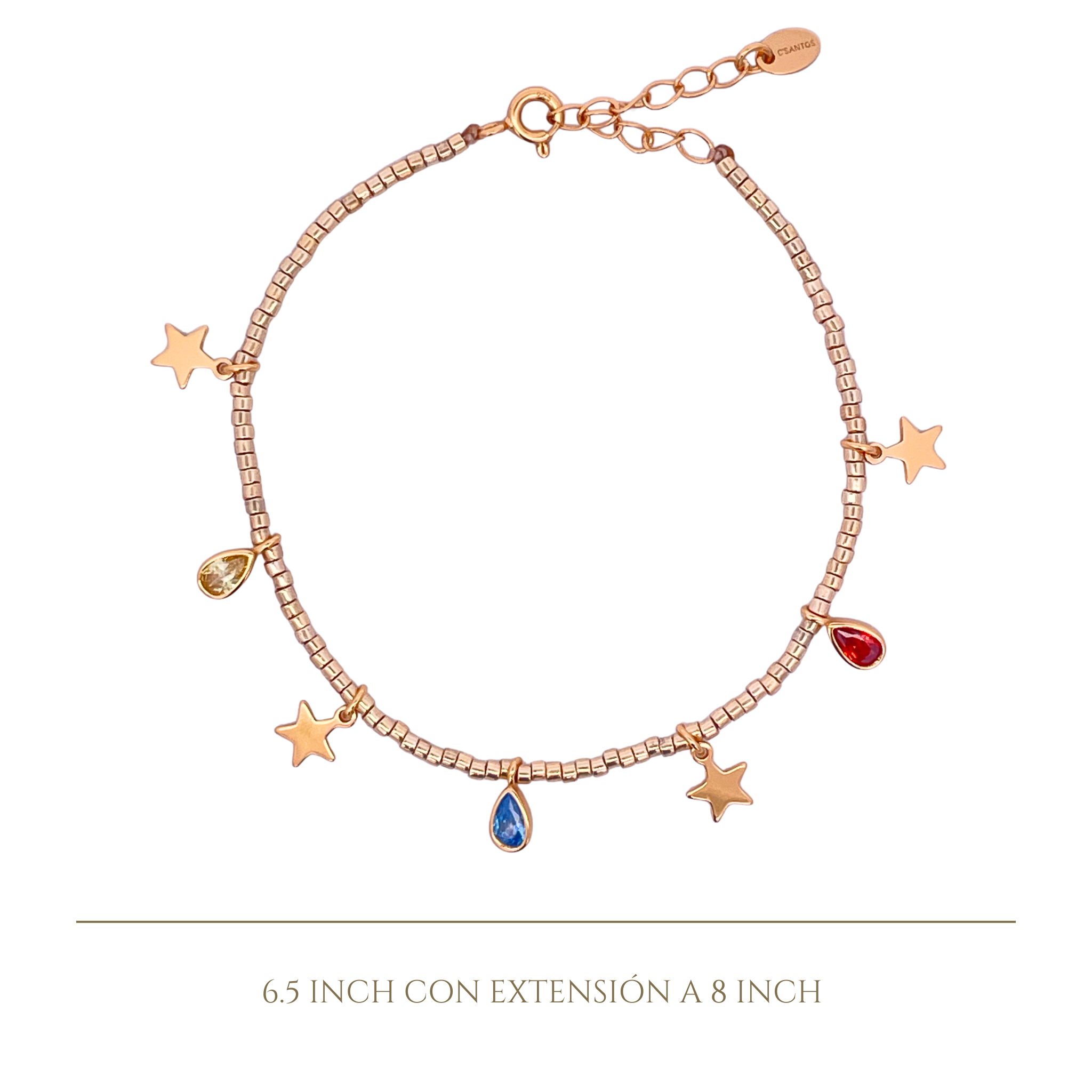 Pulsera de Encantos en Plata 925 Bañada en Oro